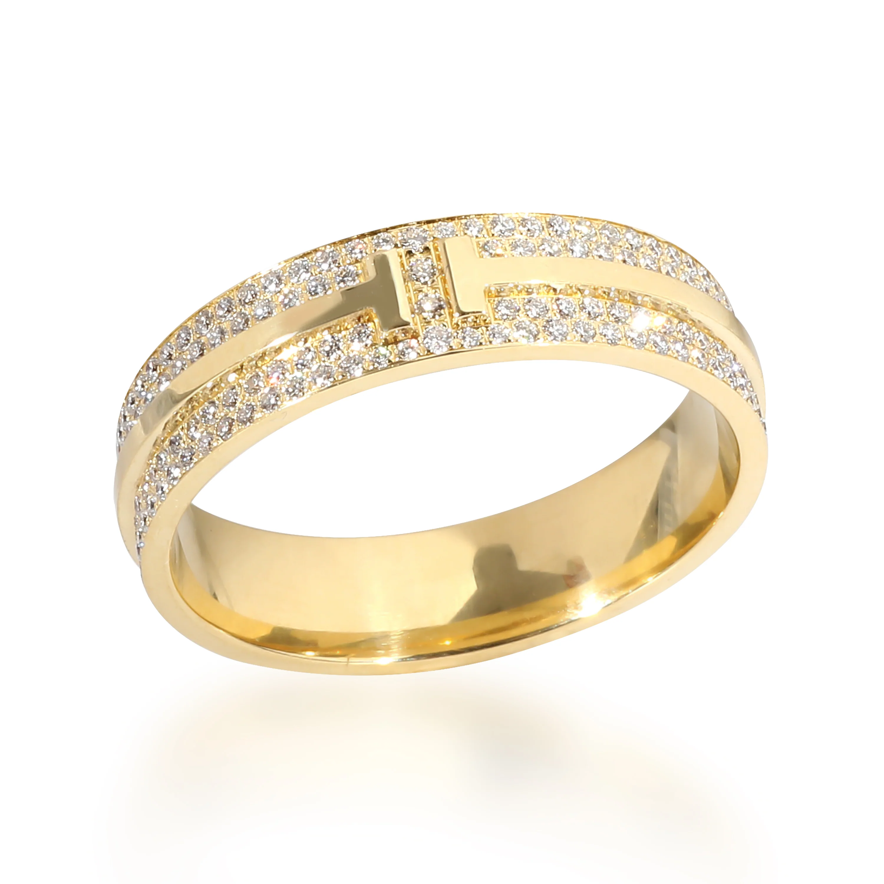 Tiffany & Co. T Wide Pave Diamond Ring in 18k Yellow Gold 0.73 CTW - Image 6