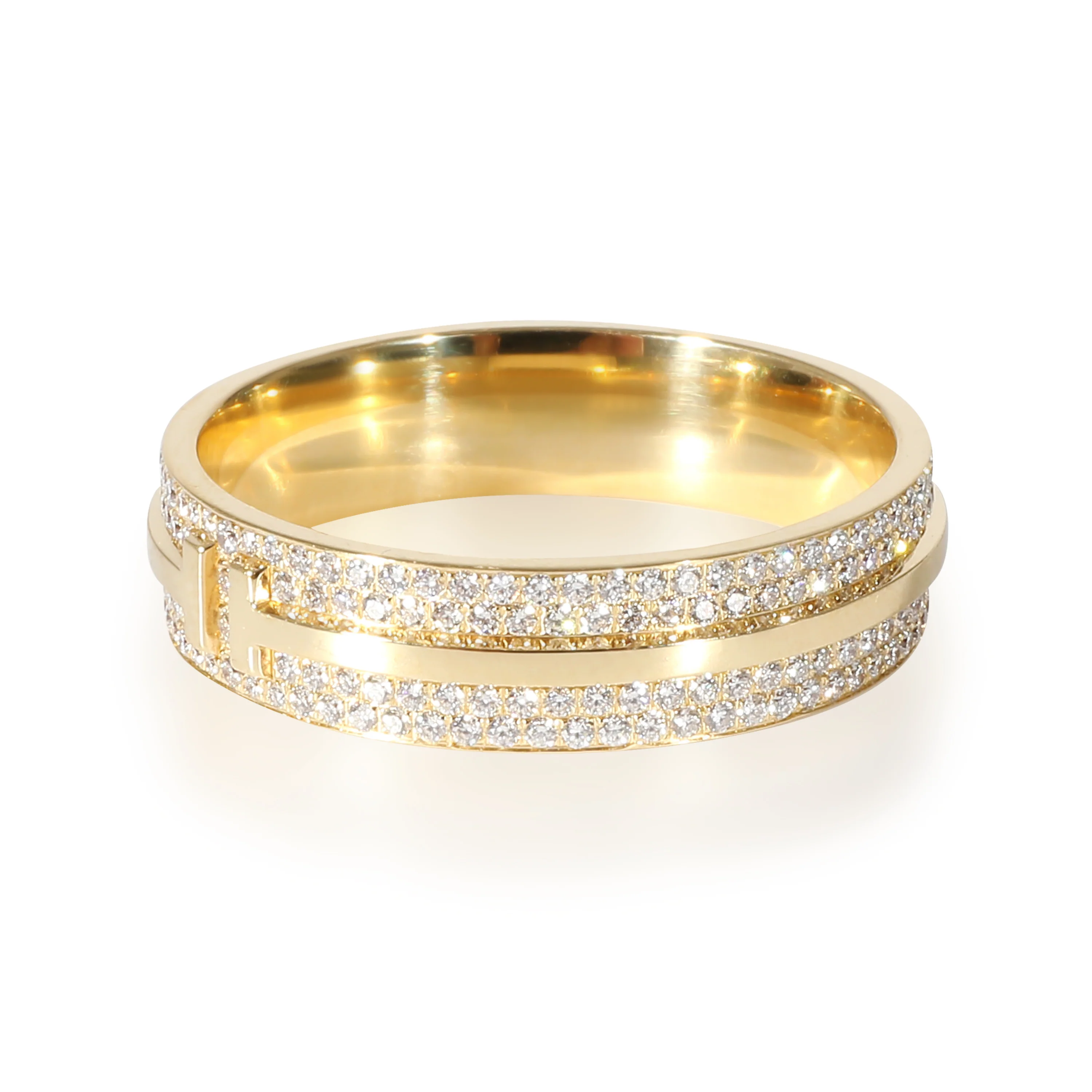 Tiffany & Co. T Wide Pave Diamond Ring in 18k Yellow Gold 0.73 CTW - Image 7