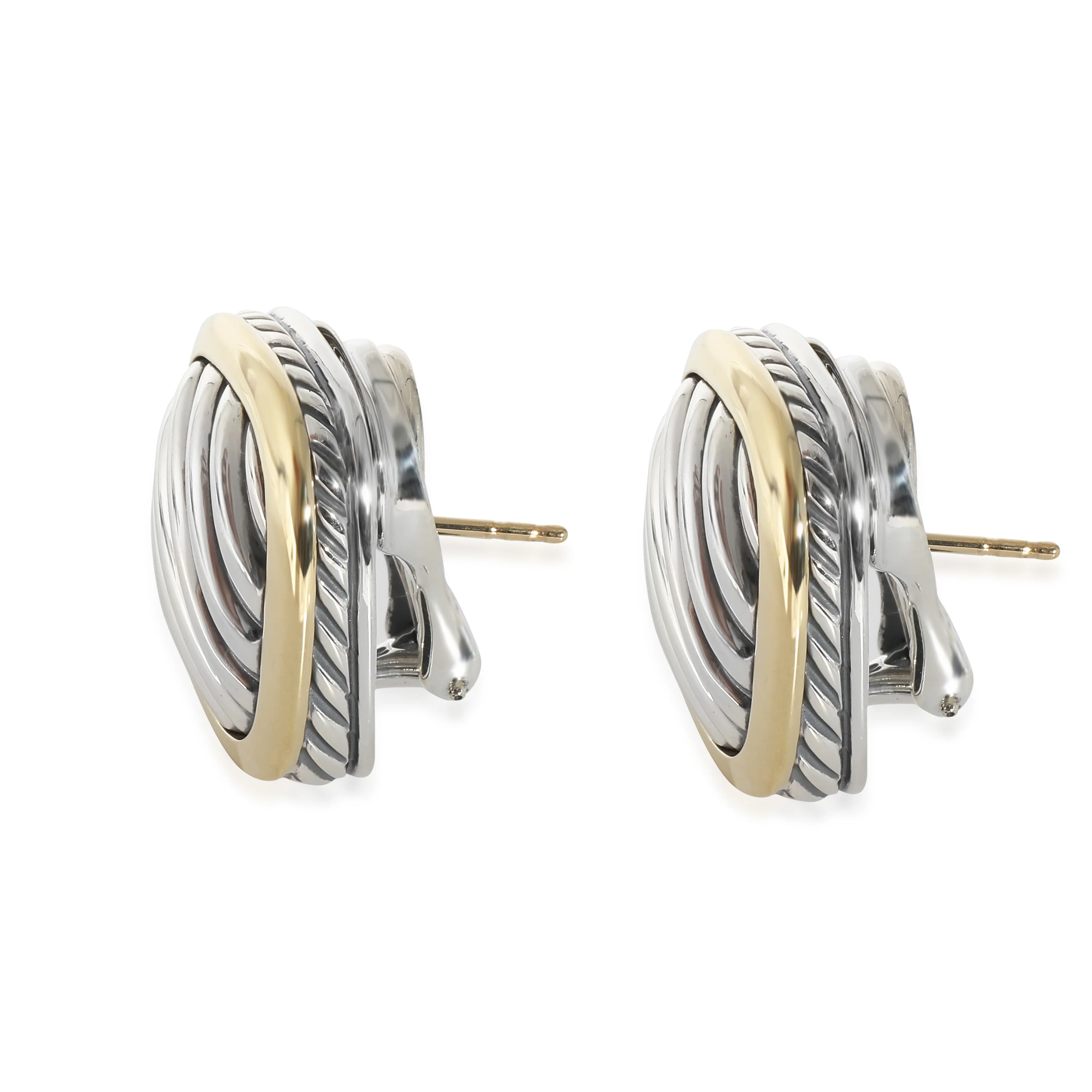 David Yurman Albion Sculpted Cable Earrings in 18k Yellow Gold/Sterling Silver - Image 2