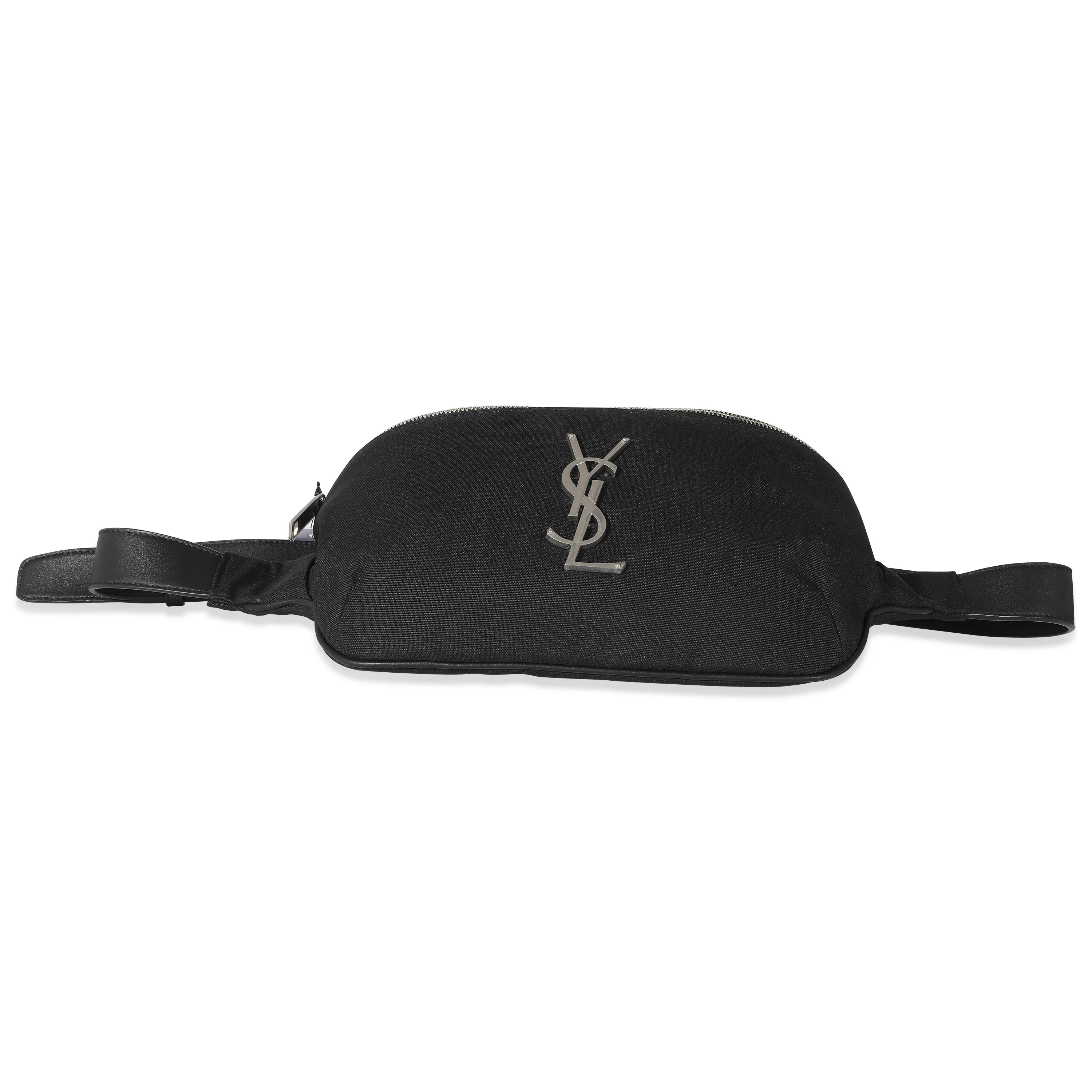 Saint Laurent Black Canvas Cassandre Classic Belt Bag - Image 5