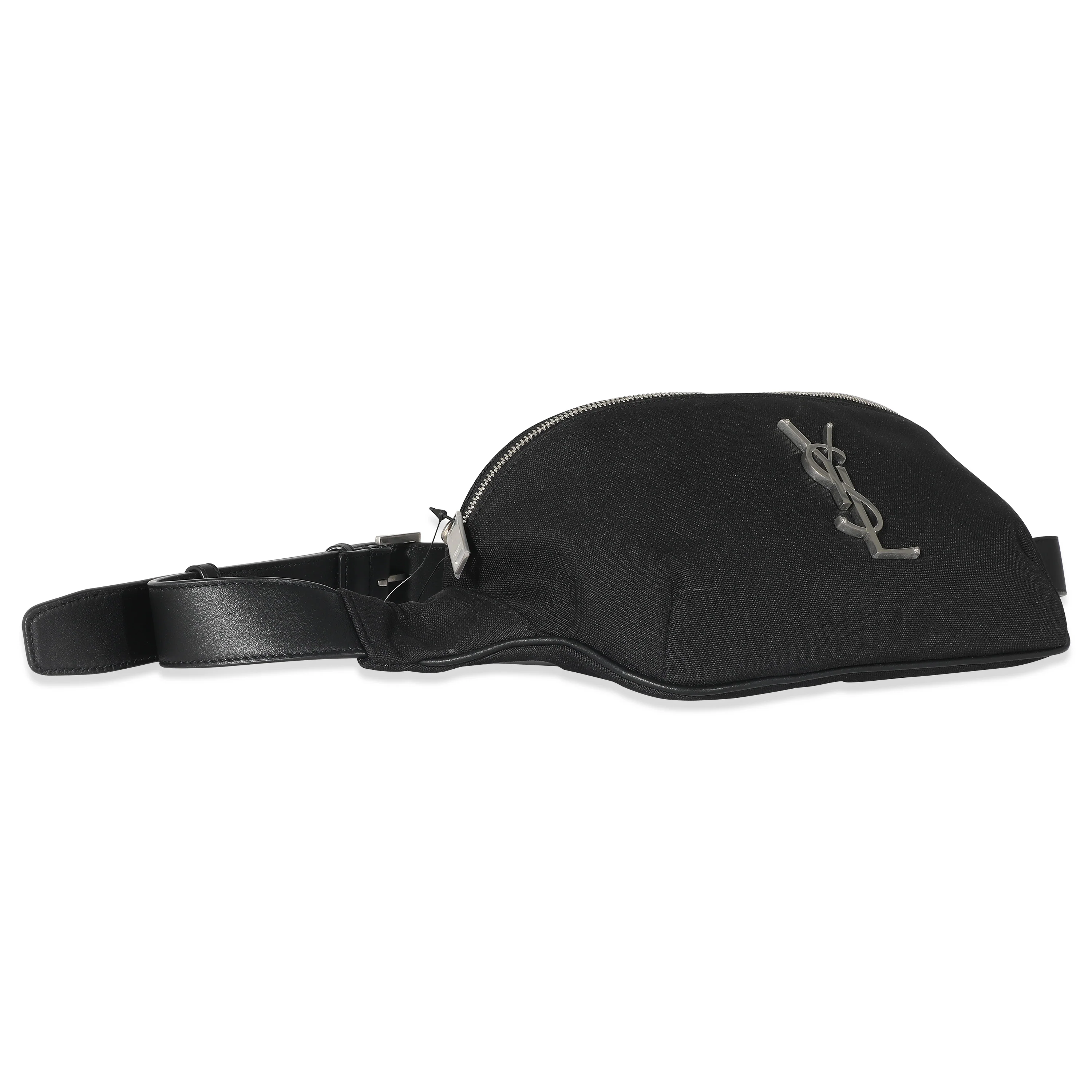 Saint Laurent Black Canvas Cassandre Classic Belt Bag - Image 6