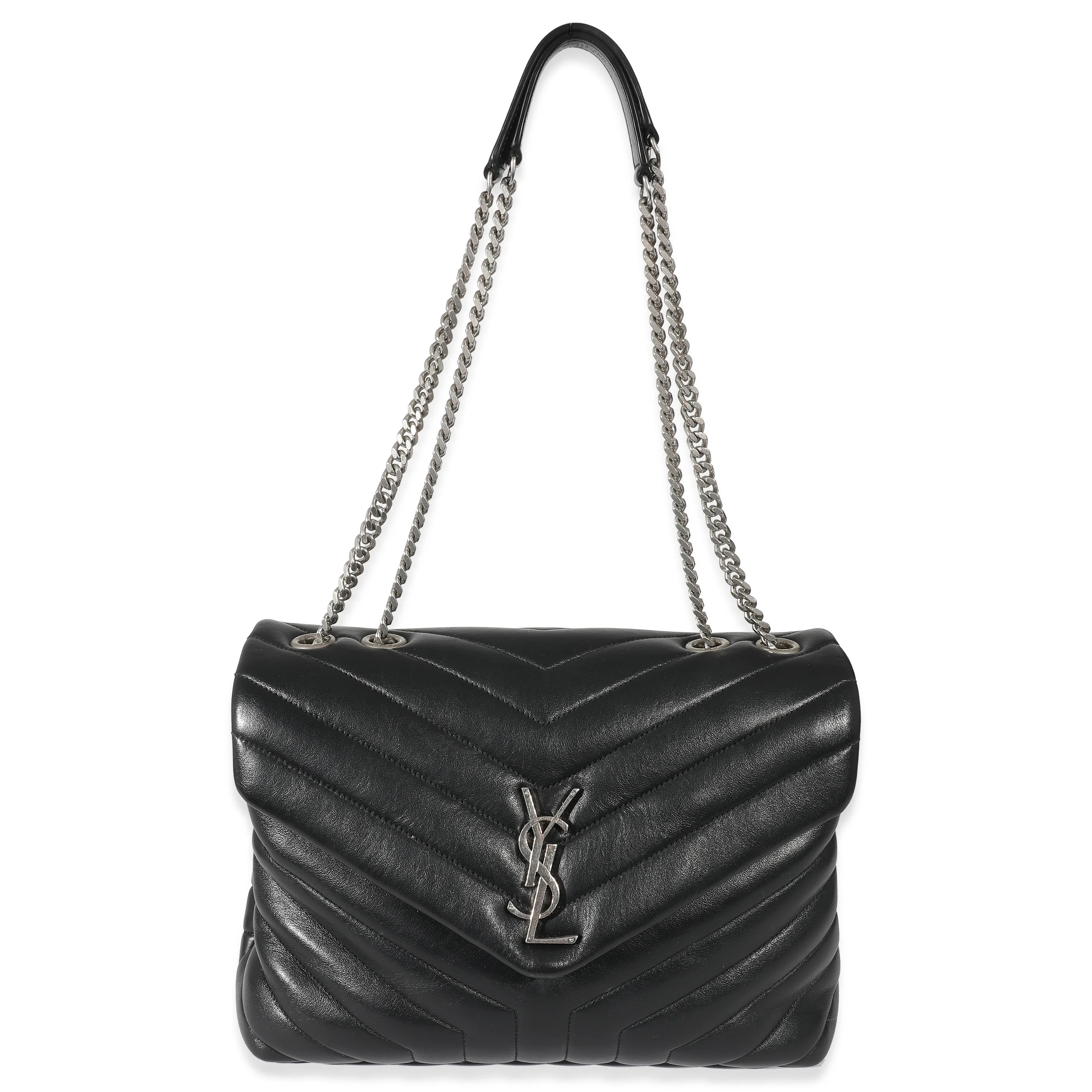 Saint Laurent Black Matelassé Leather Medium Loulou Bag