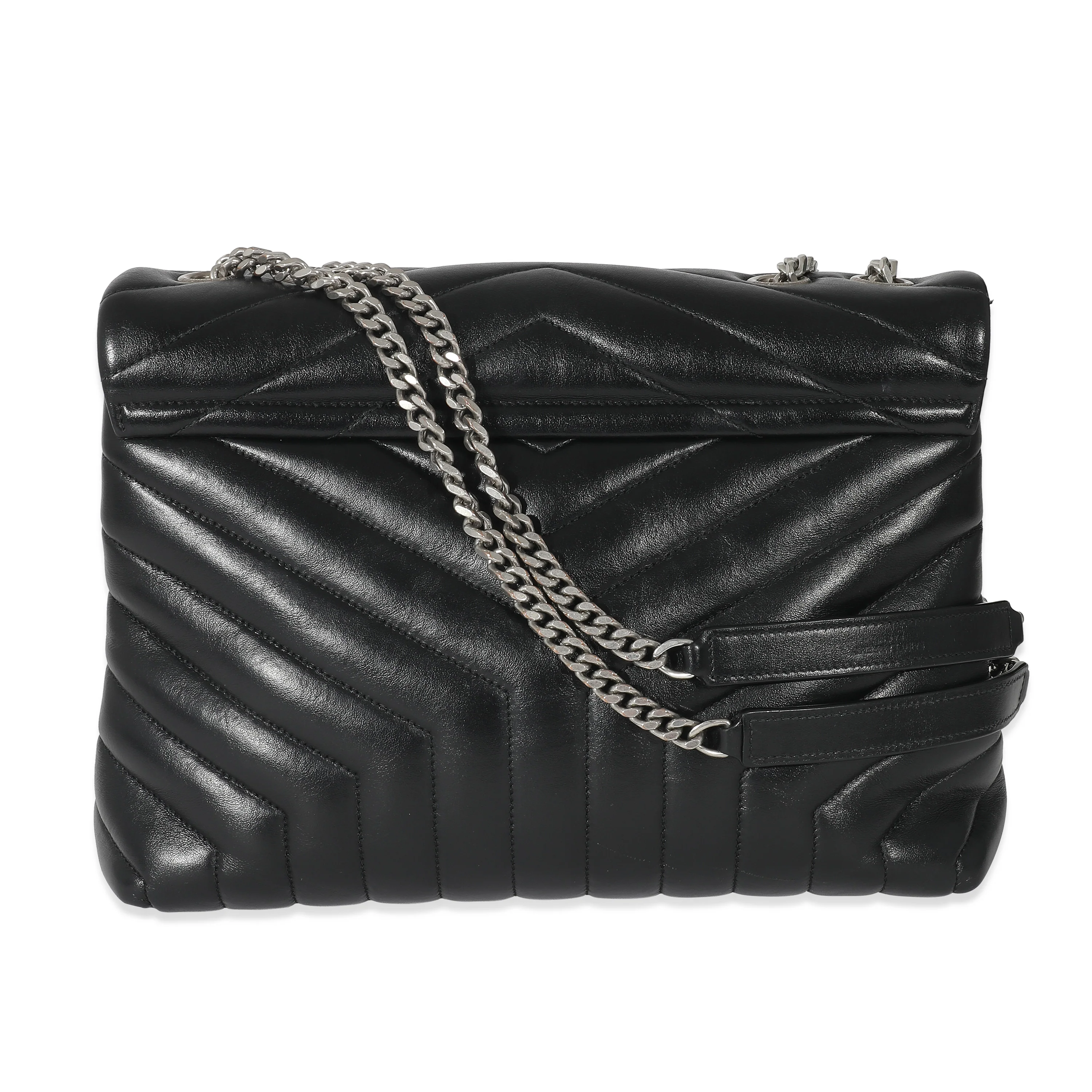 Saint Laurent Black Matelassé Leather Medium Loulou Bag - Image 4