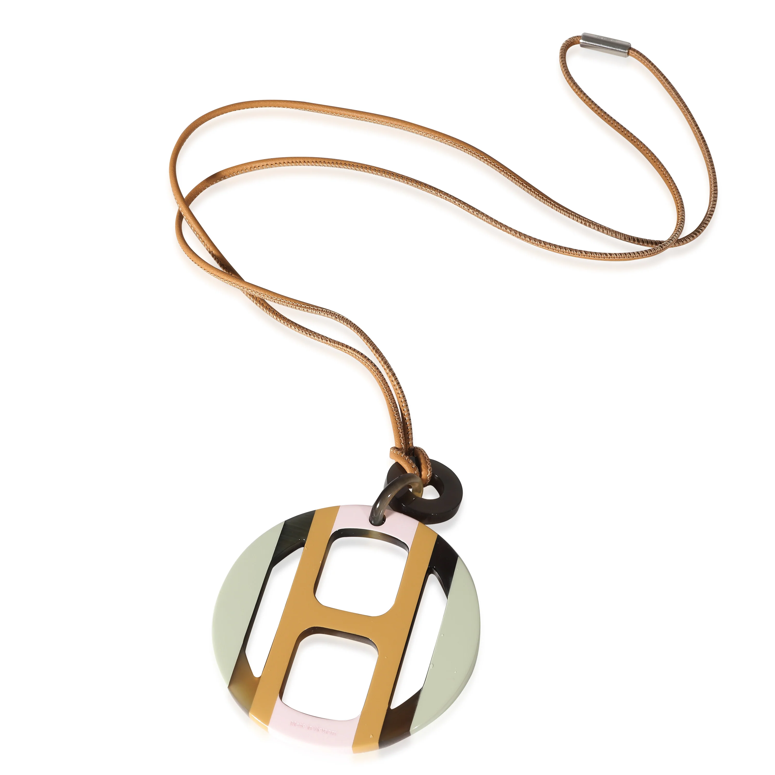 Hermès H Equipe Lacquered Horn Pendant On Leather Cord - Image 2