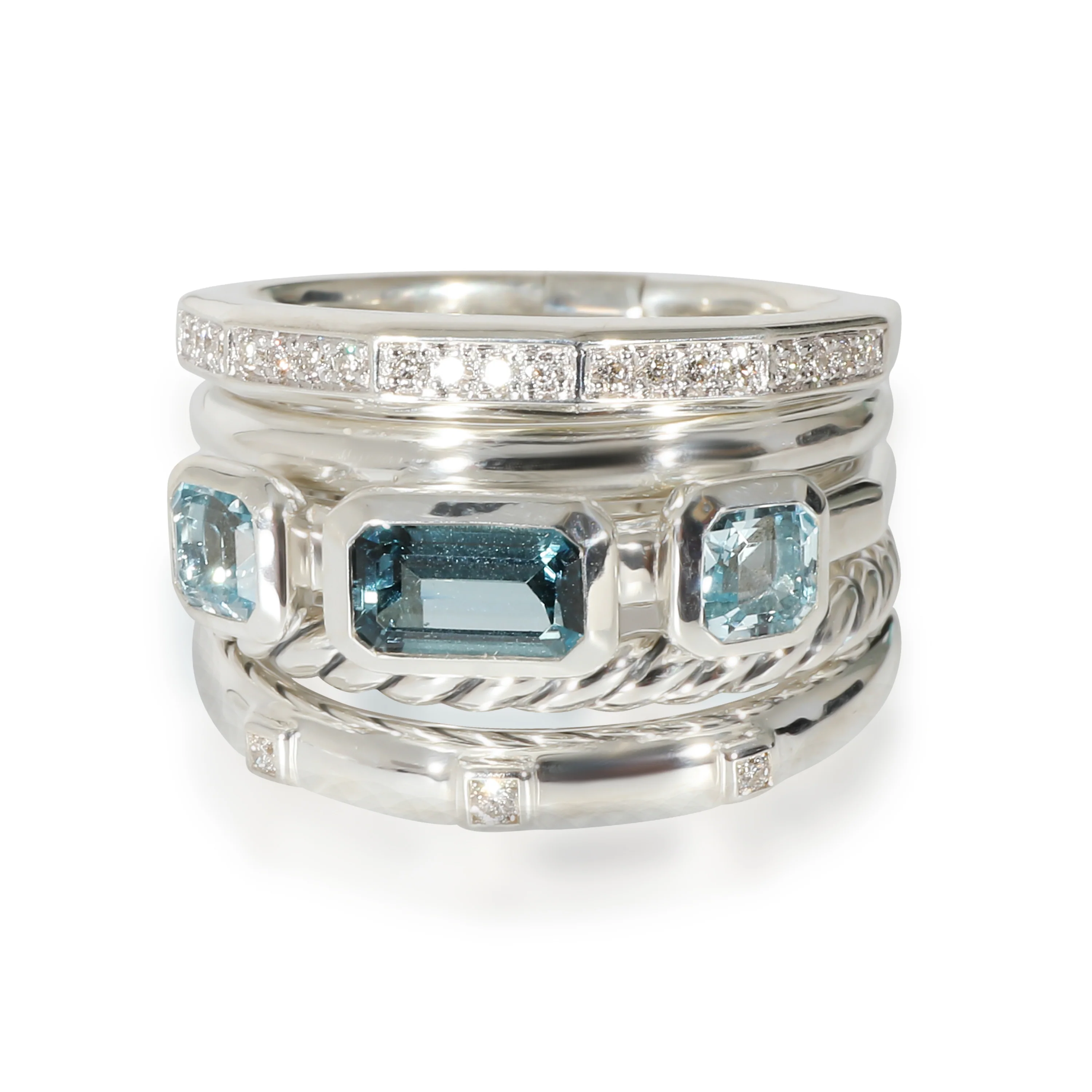 David Yurman Stax Topaz Ring in Sterling Silver, 0.17 CTW