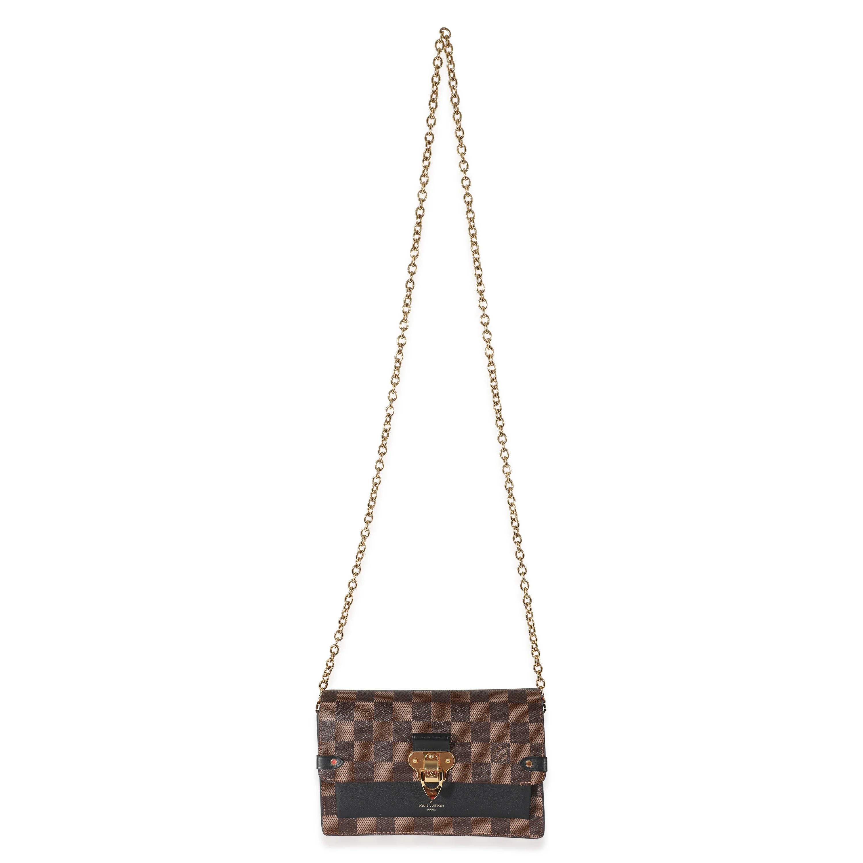 Louis Vuitton Black Damier Ebene Canvas Vavin Chain Wallet - Image 4