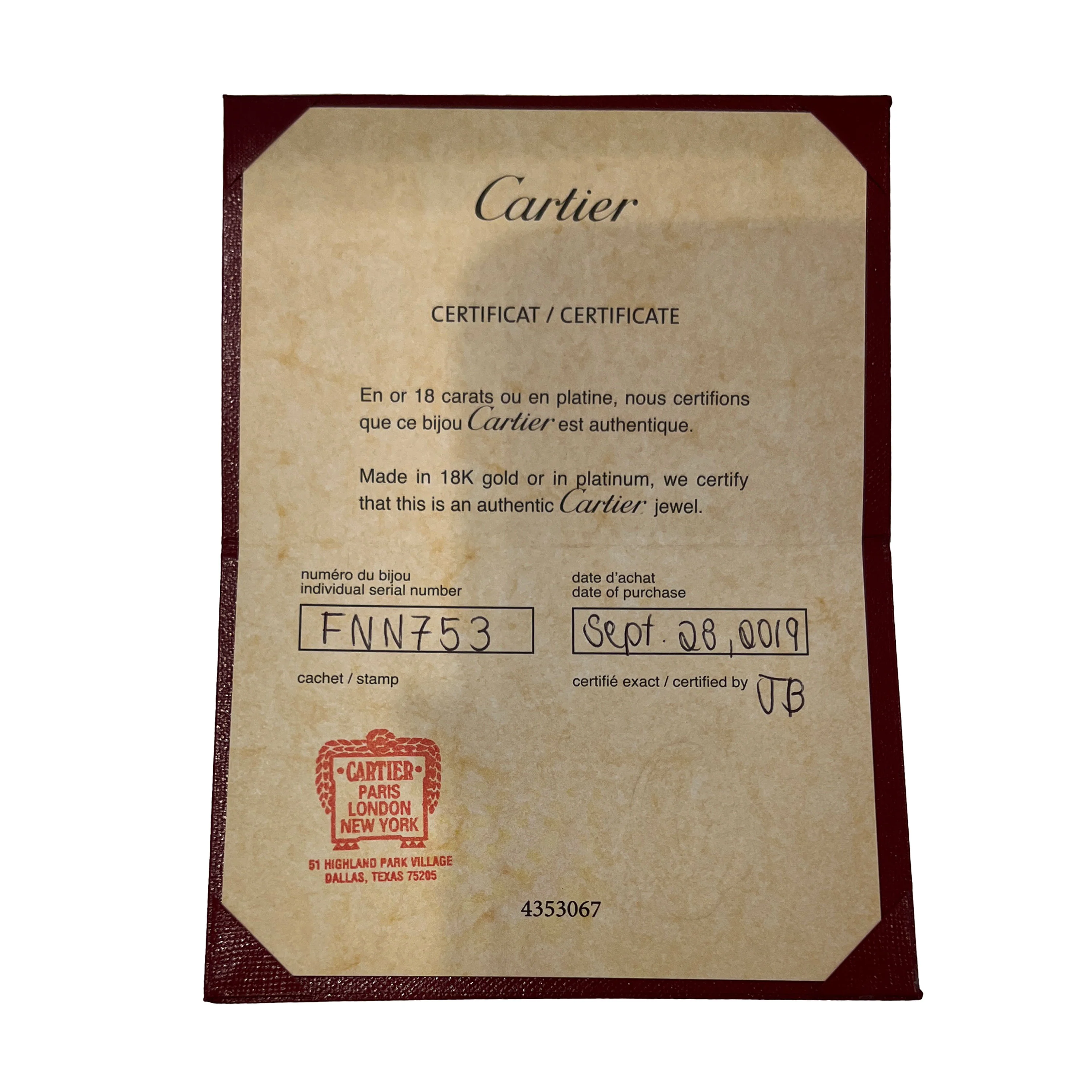 Cartier 1895 Wedding Band in Platinum - Image 4