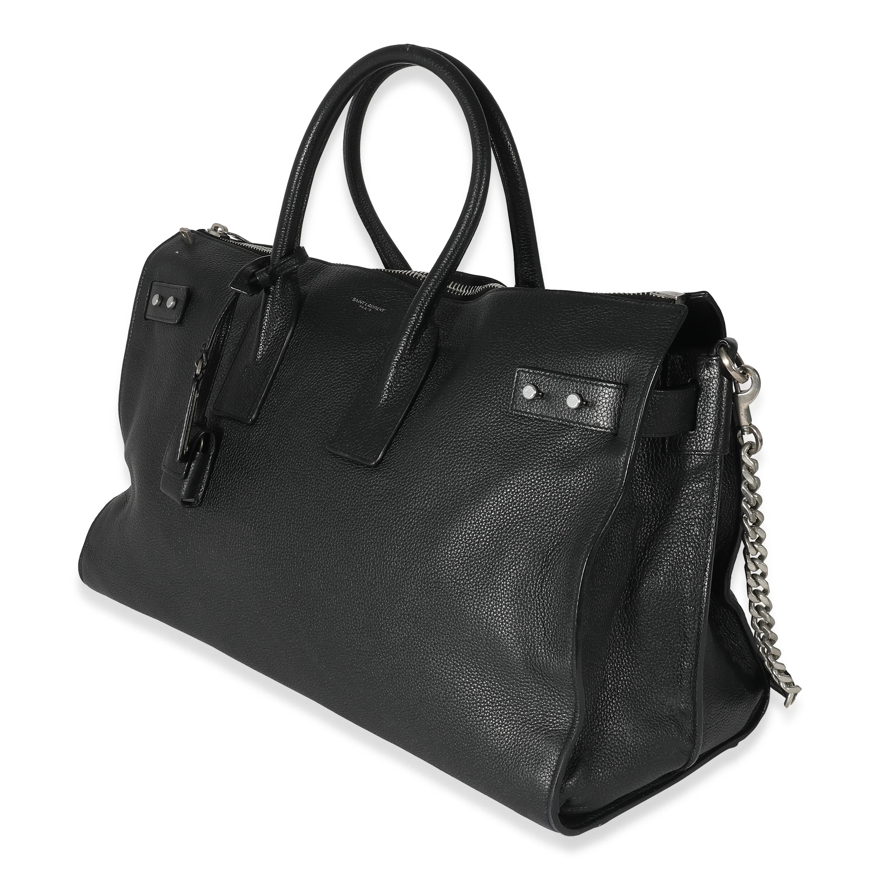 Black Grained Calfskin Medium Sac De Jour 48H Duffle - Image 2
