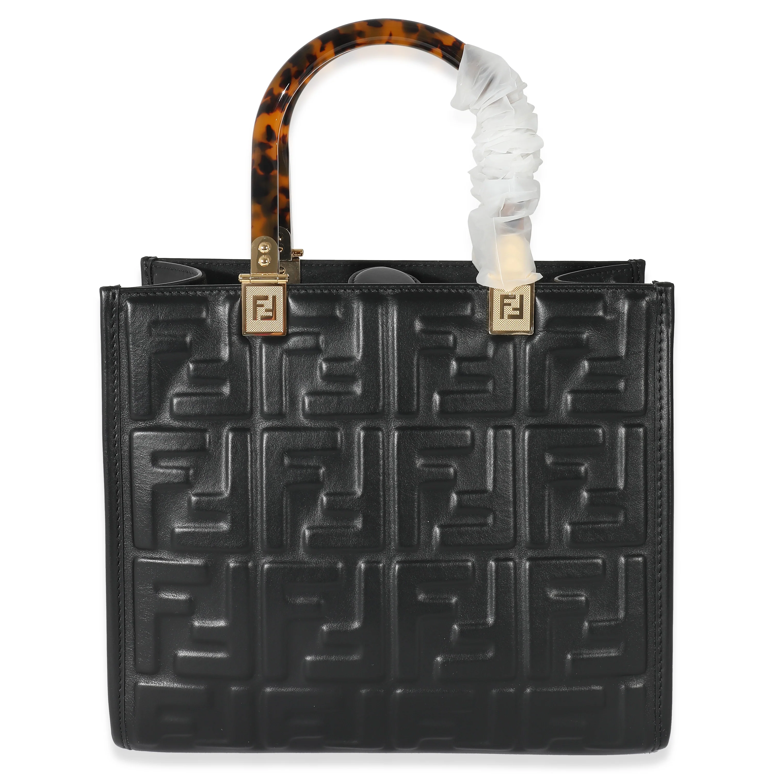 Fendi Black FF Vitello Embossed Small Sunshine Tote - Image 2