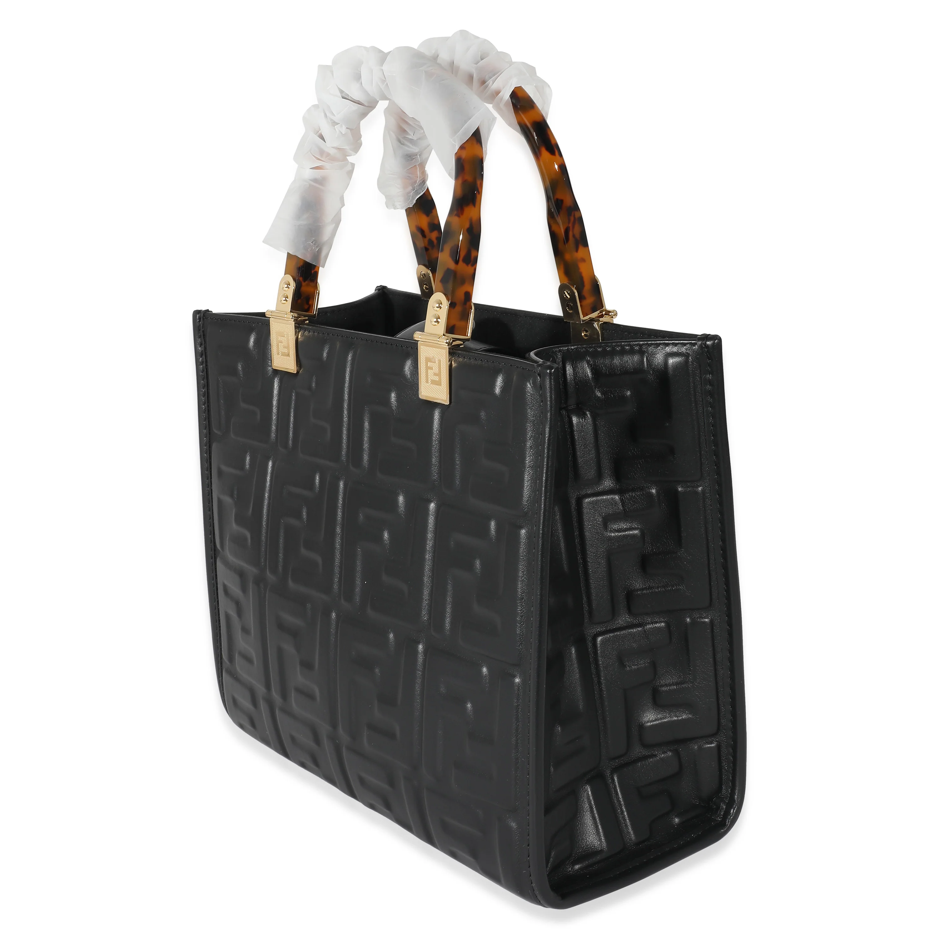 Fendi Black FF Vitello Embossed Small Sunshine Tote - Image 3