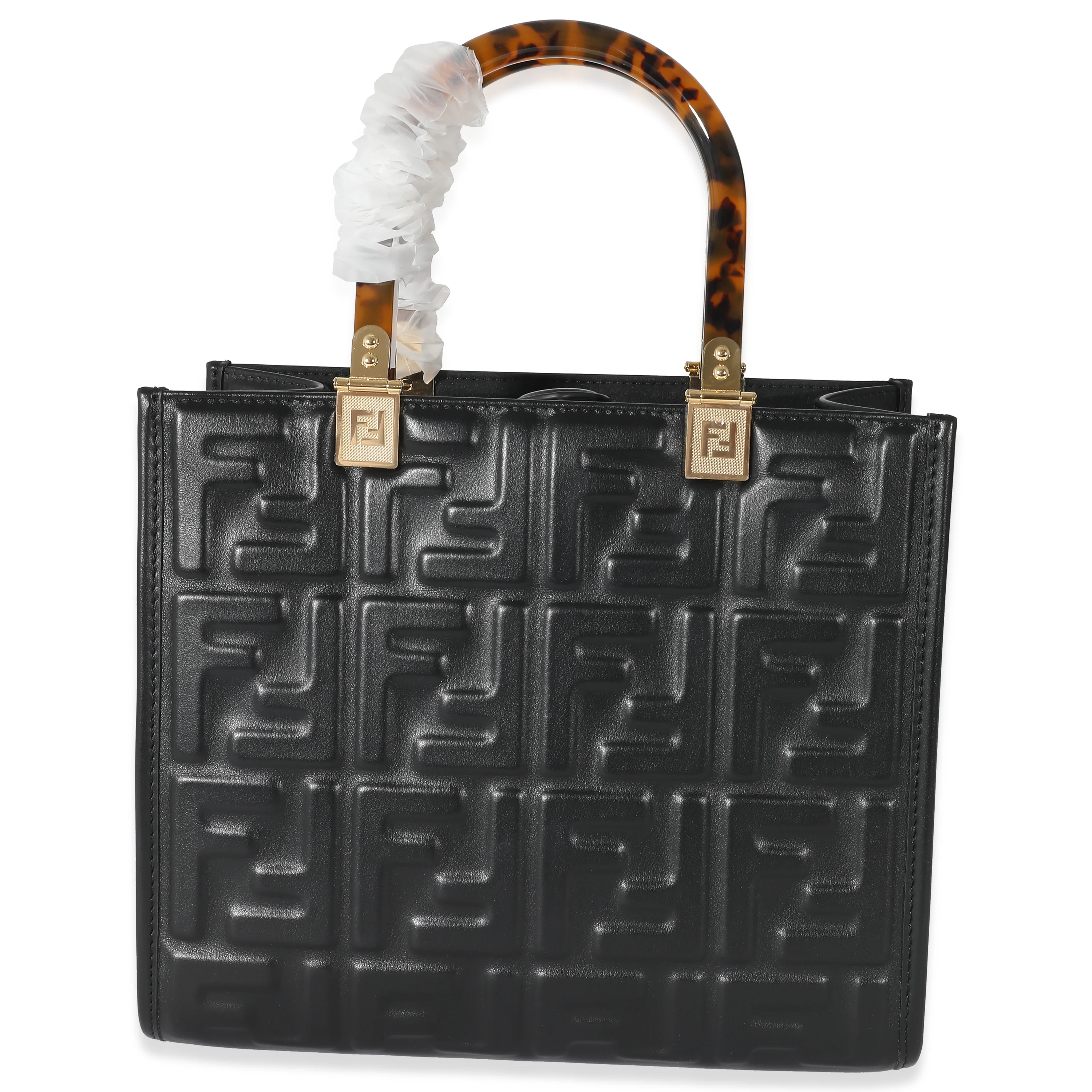 Fendi Black FF Vitello Embossed Small Sunshine Tote - Image 5