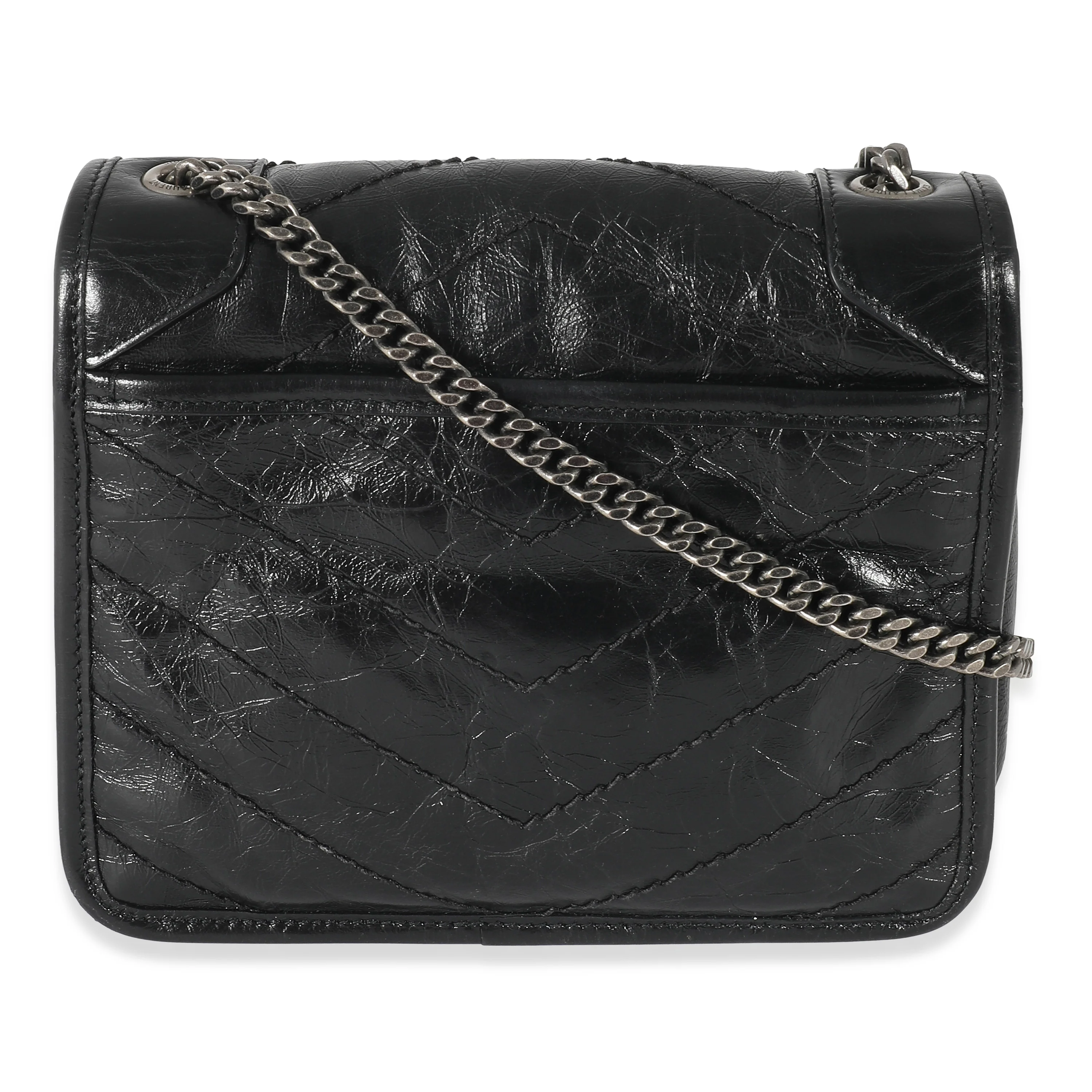 Saint laurent Black Crinkled Calfskin Matelasse Monogram Mini Nicki Chain Wallet - Image 4