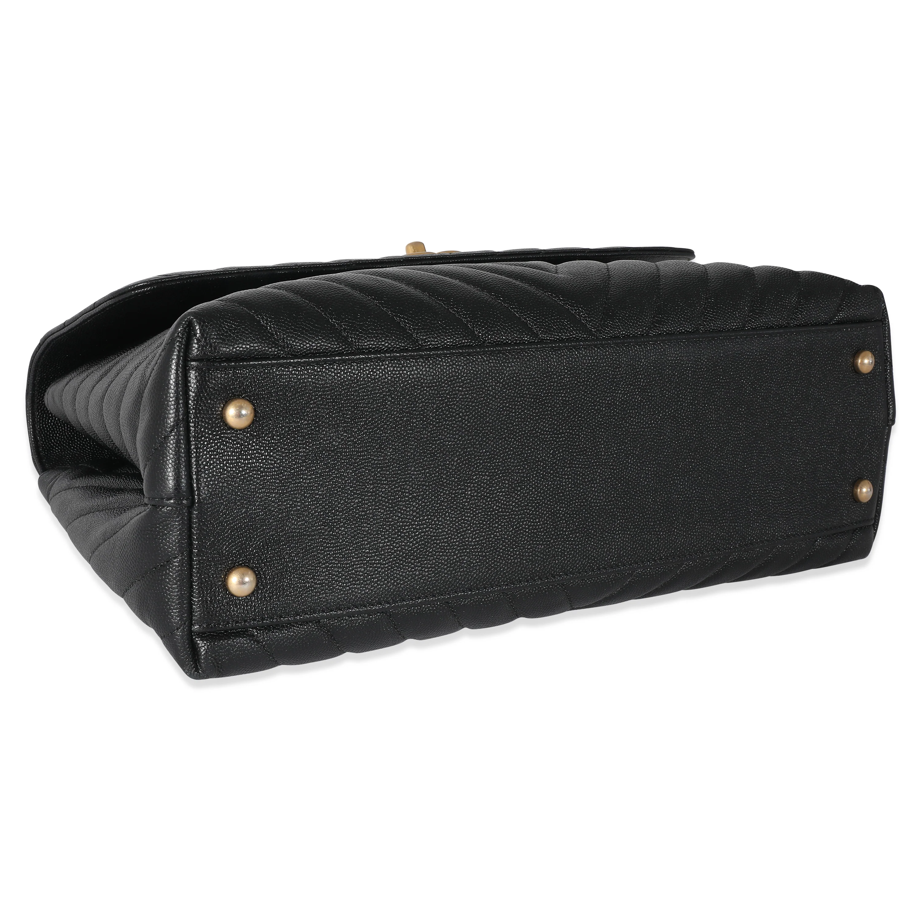 Chanel Black Chevron Caviar Coco Top Handle Bag - Image 6