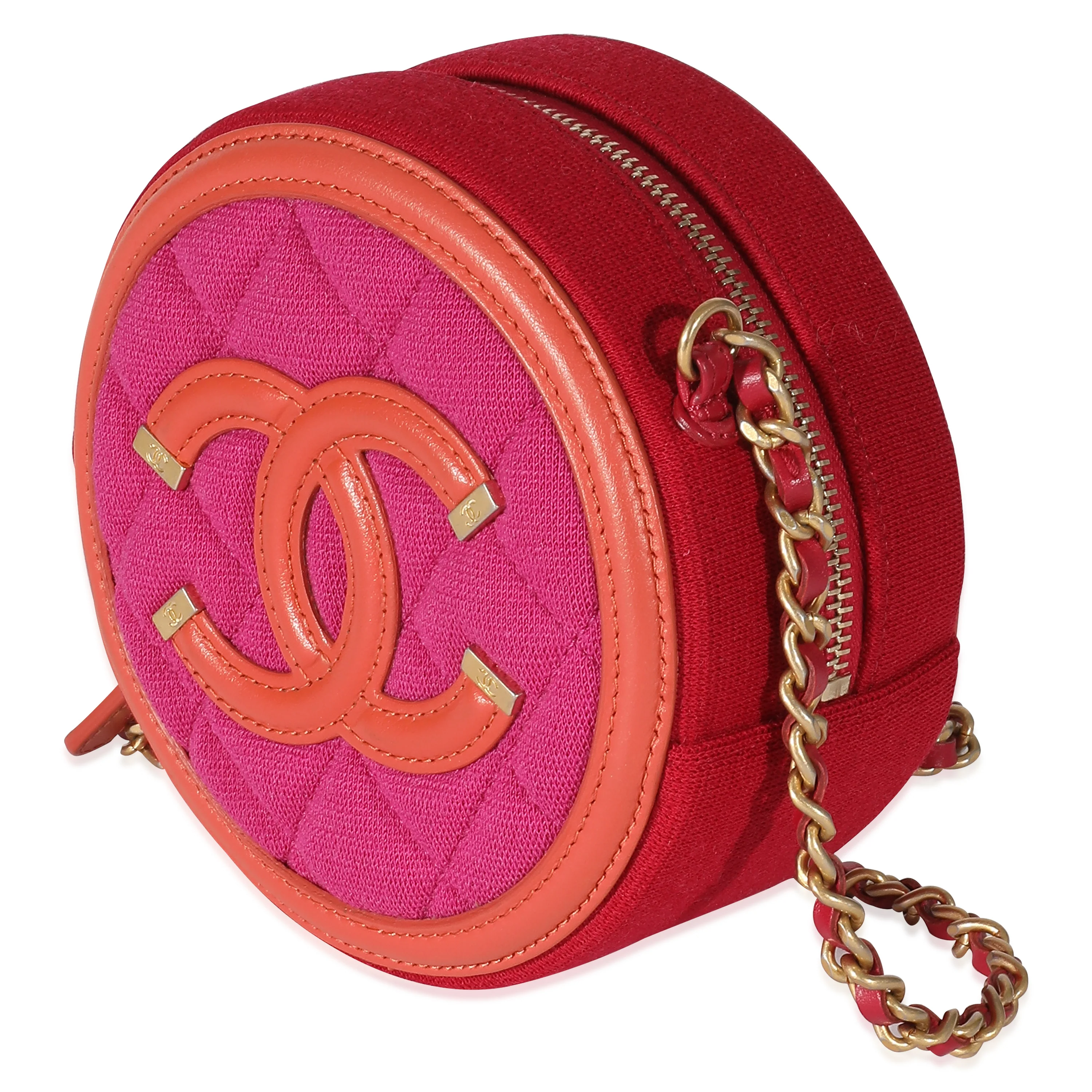 Chanel Tricolour Jersey Filigree Round Chain Bag - Image 2