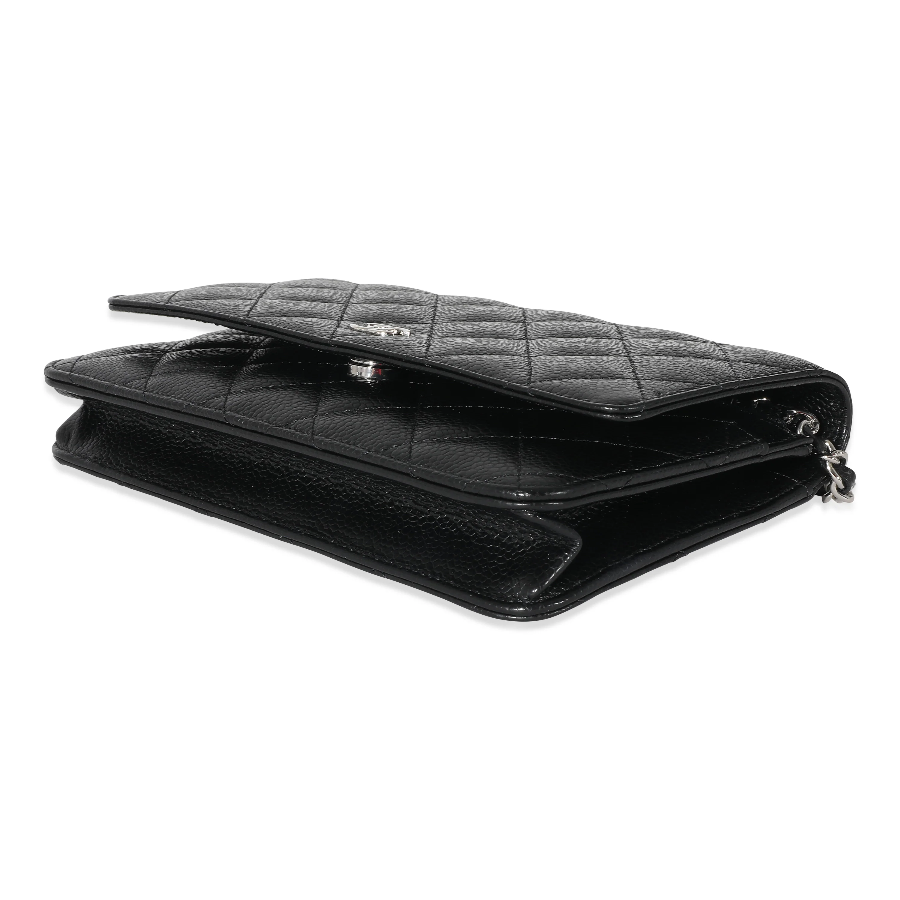 Chanel Black Quilted Caviar Wallet on Chain - Image 6