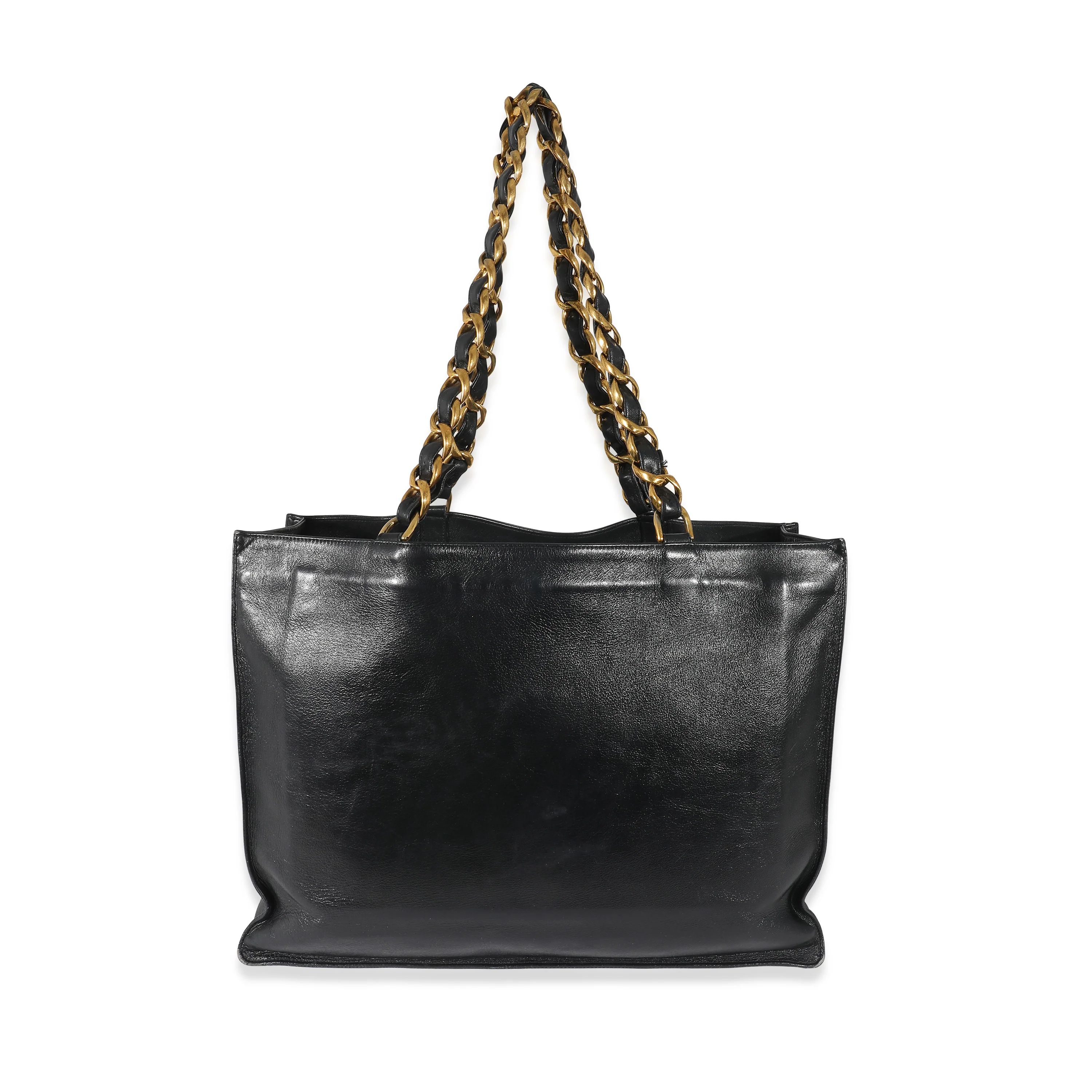 Chanel Vintage Black Lambskin CC Chain Tote - Image 3