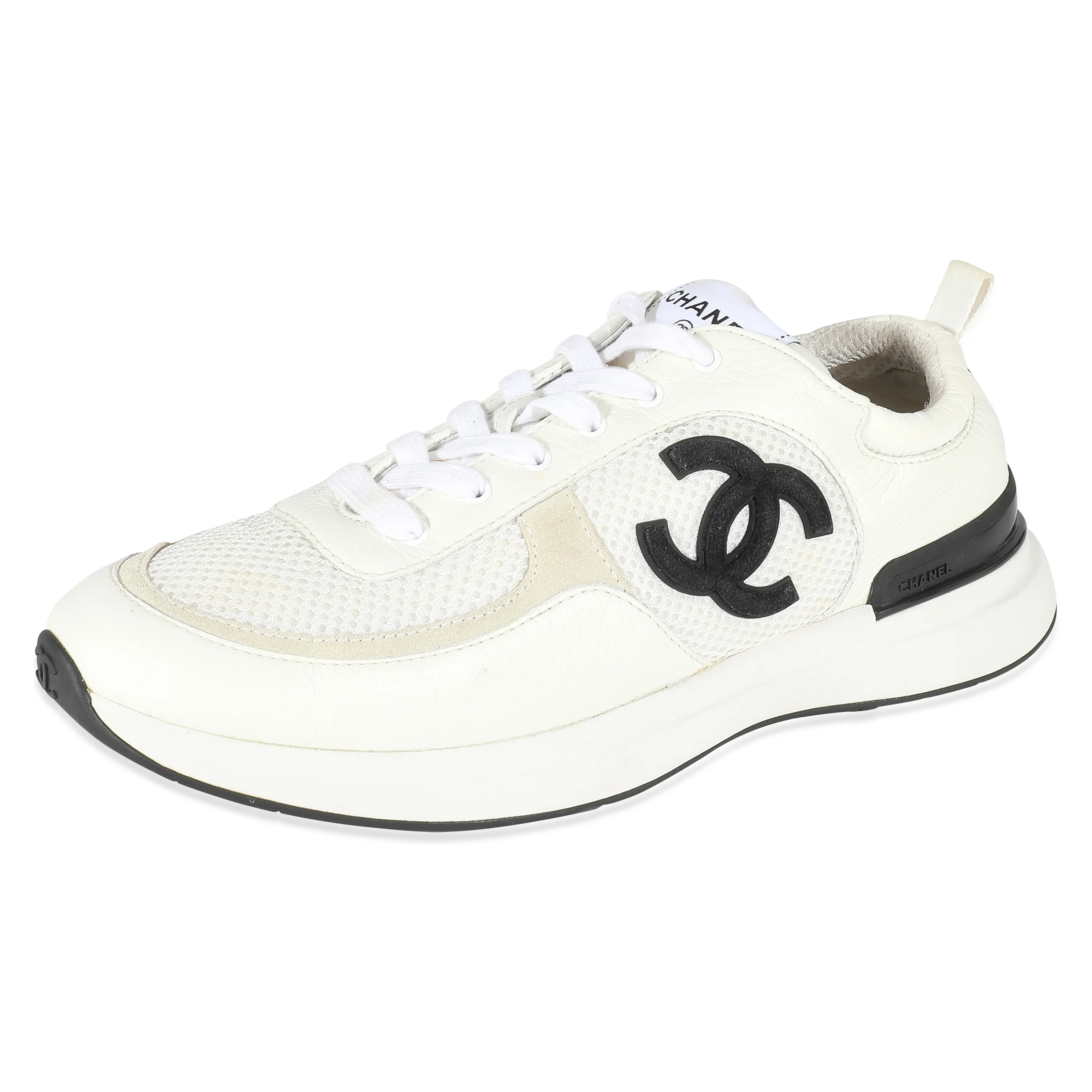 White Mesh and Leather CC Logo Trainer 42 - Image 2