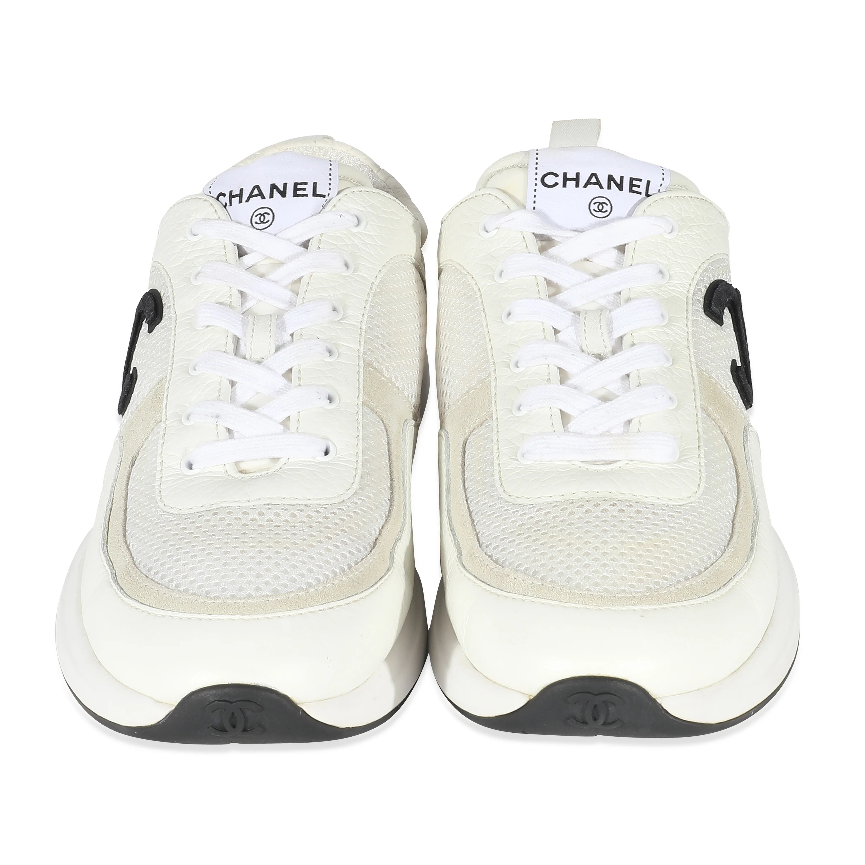 White Mesh and Leather CC Logo Trainer 42 - Image 3