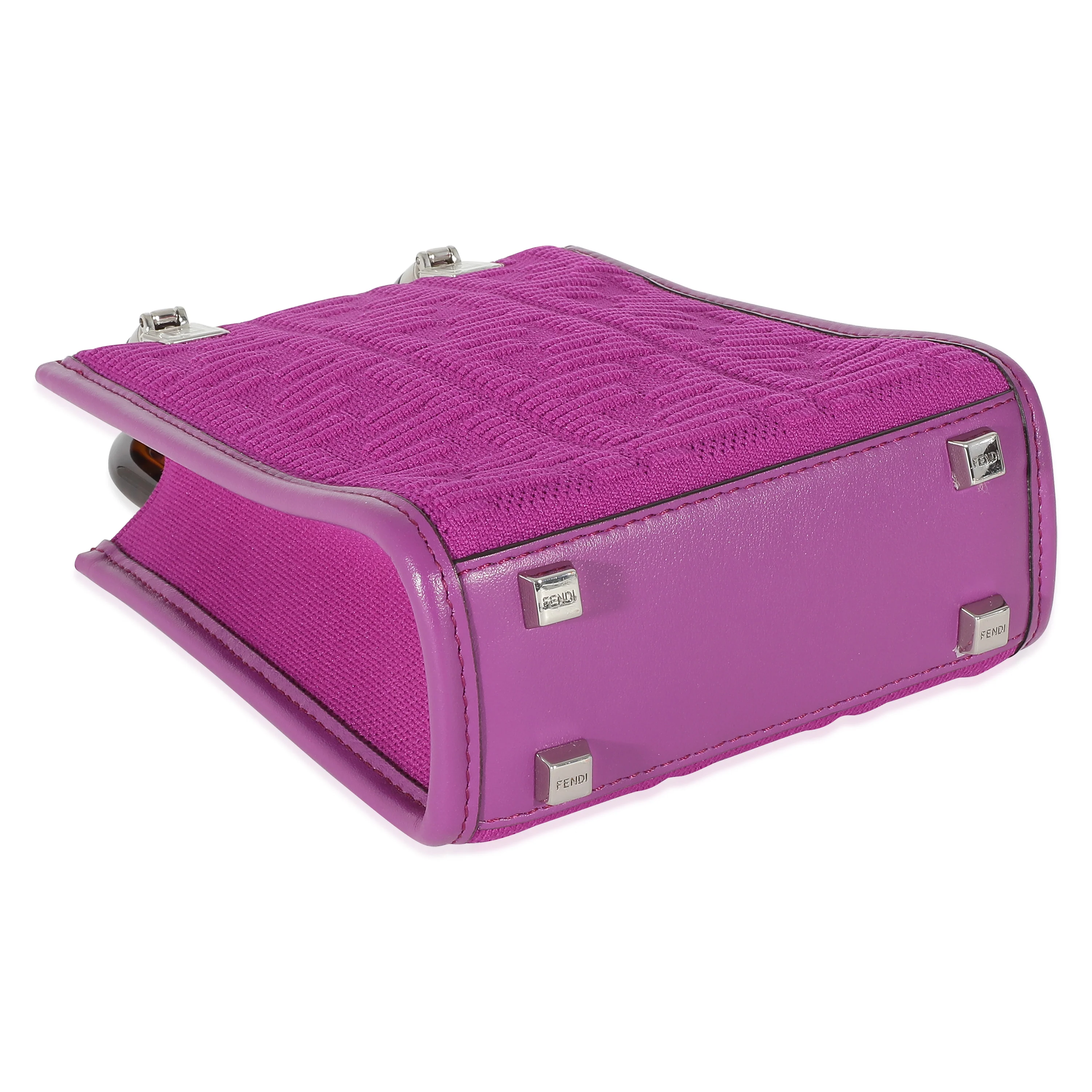 Fendi Purple FF Technical Fabric Vitello Mini Sunshine Shopper - Image 6