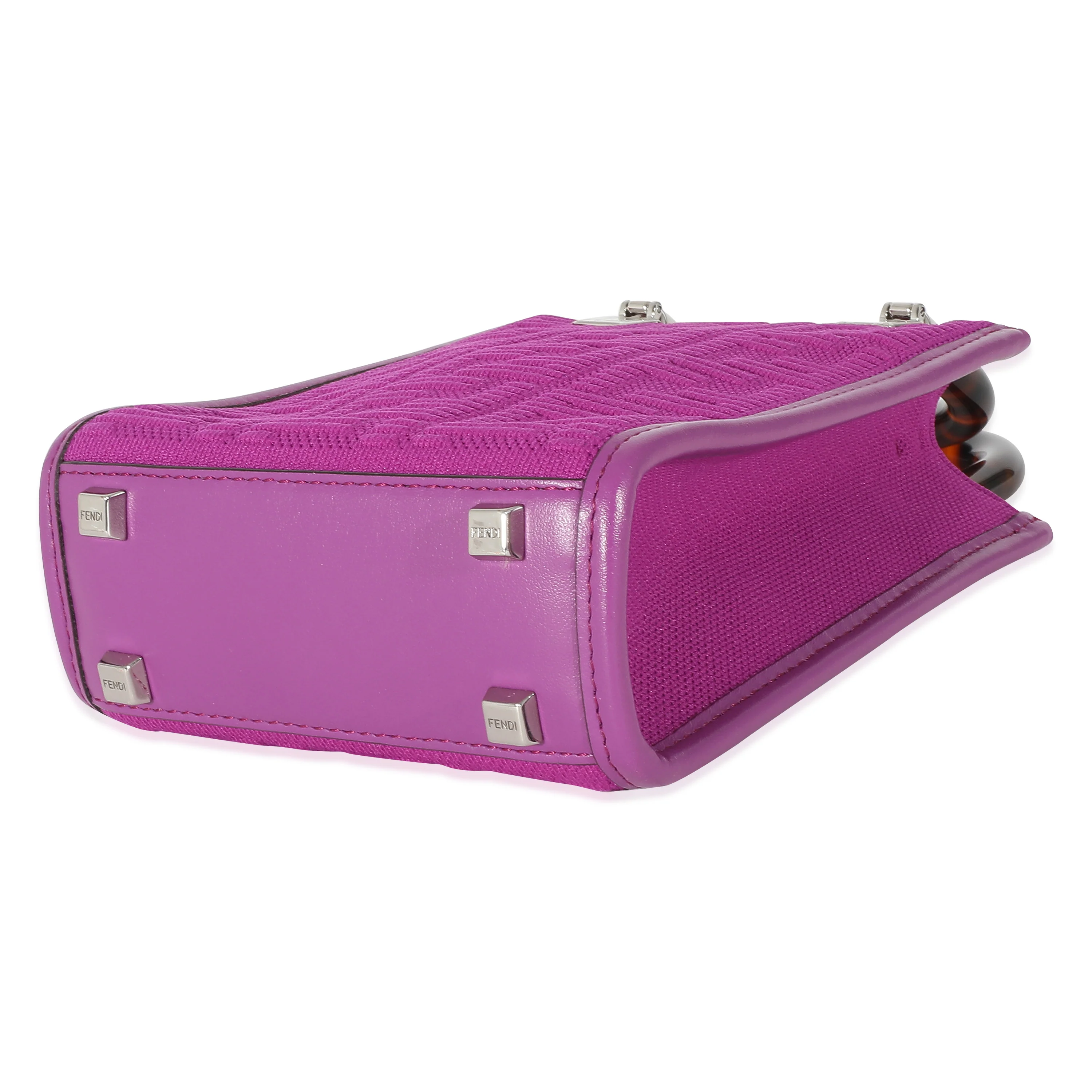 Fendi Purple FF Technical Fabric Vitello Mini Sunshine Shopper - Image 7