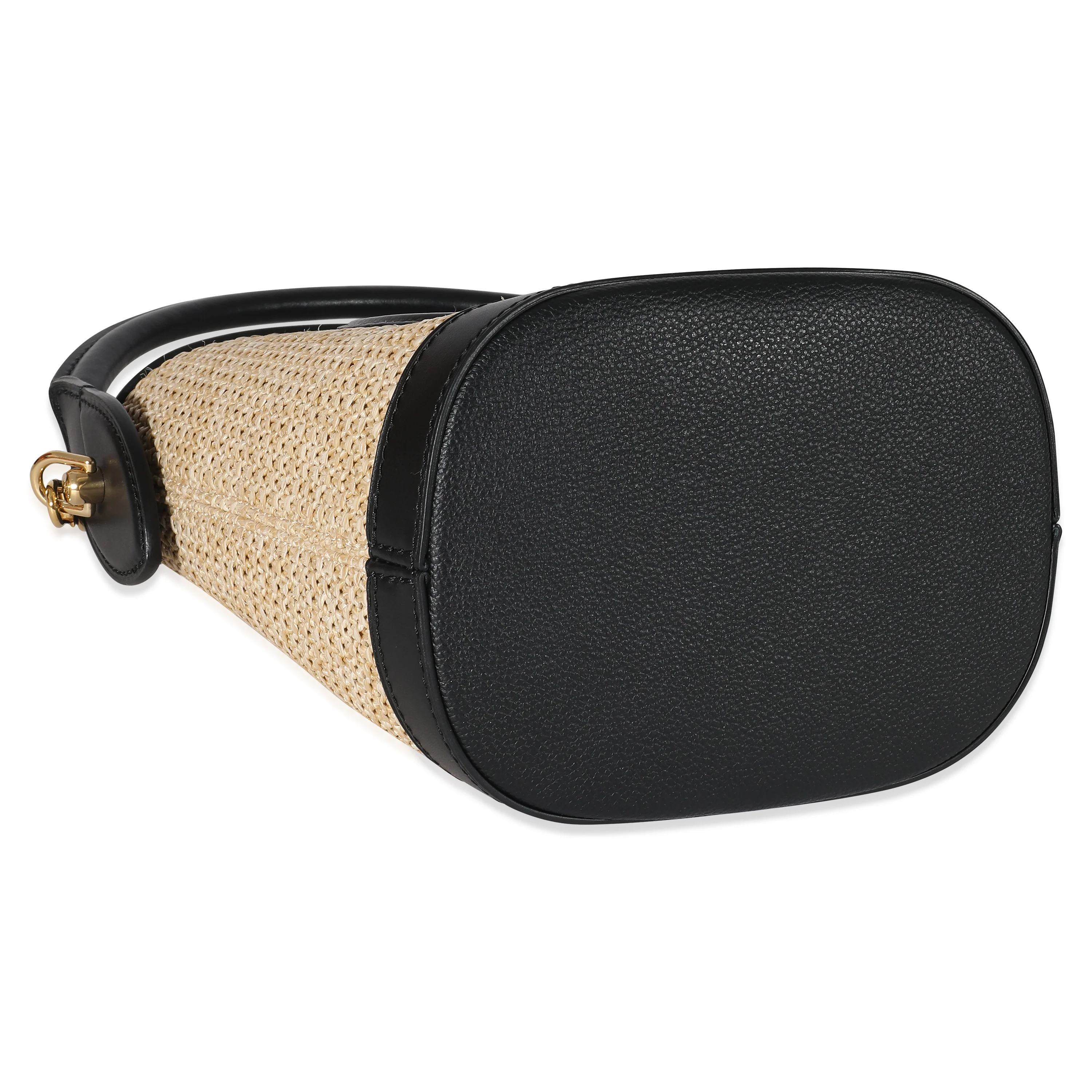 Louis Vuitton Black Beige Raffia Petit Bucket Bag - Image 6
