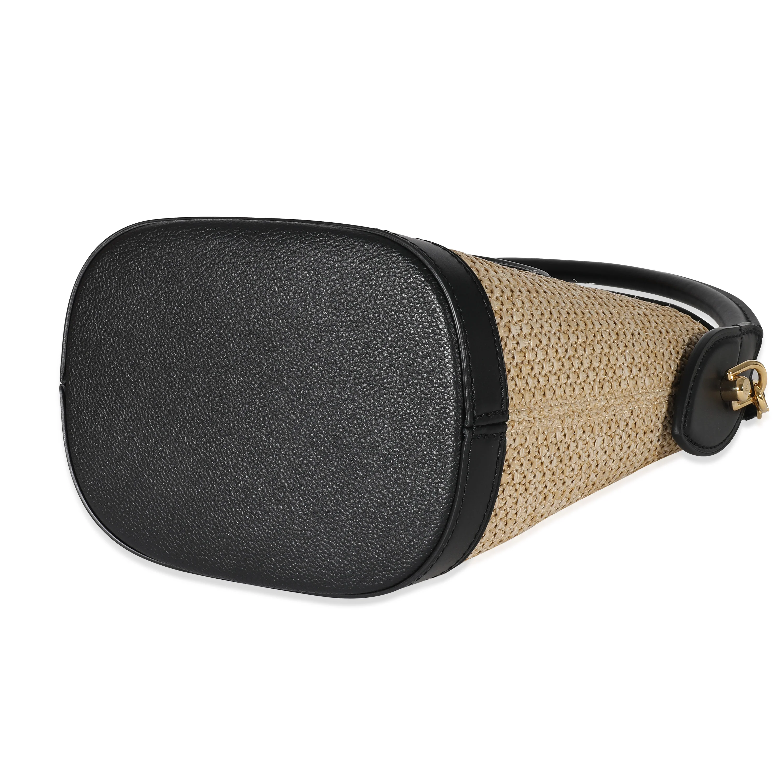 Louis Vuitton Black Beige Raffia Petit Bucket Bag - Image 7