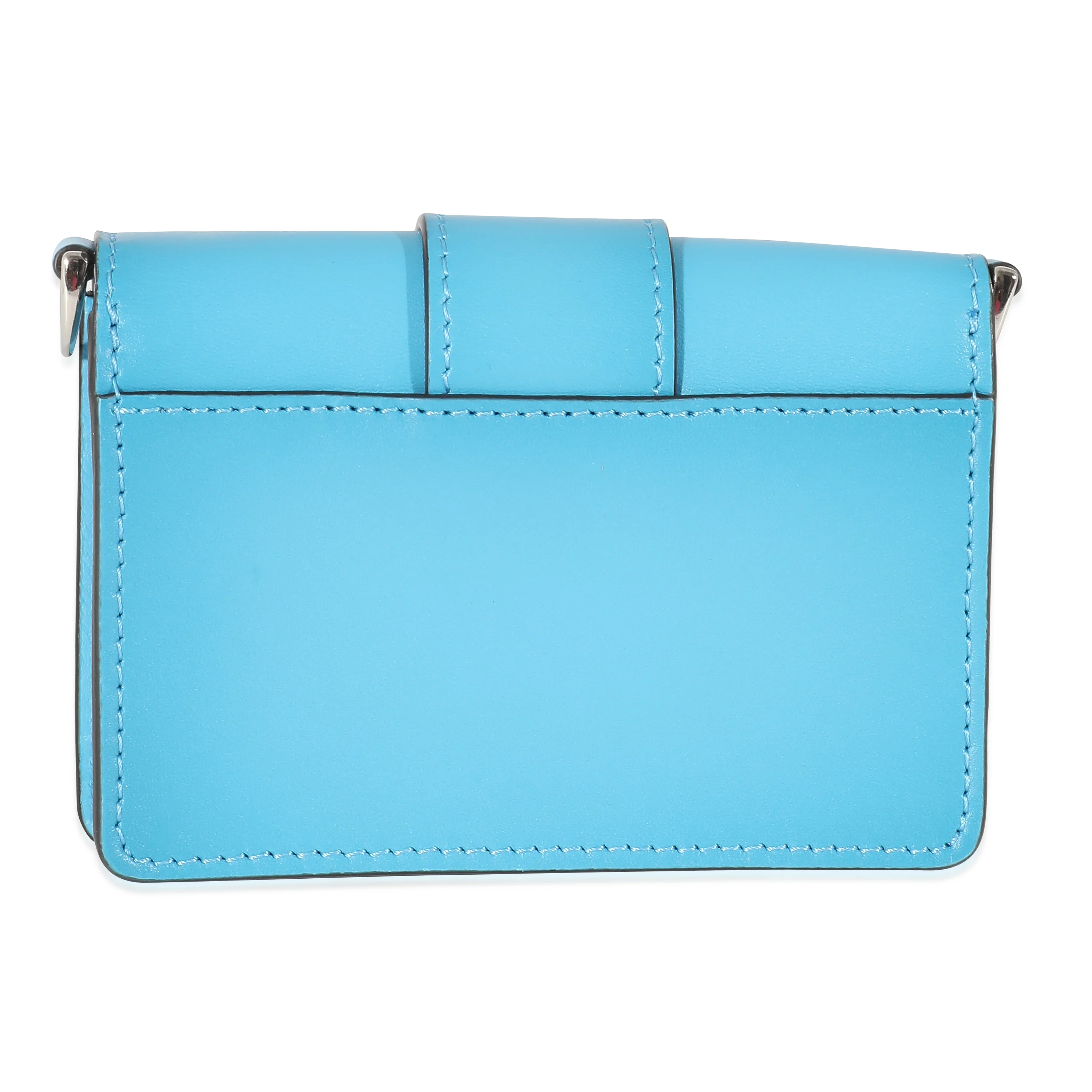 Fendi Blue Leather Micro Flat Baguette - Image 3