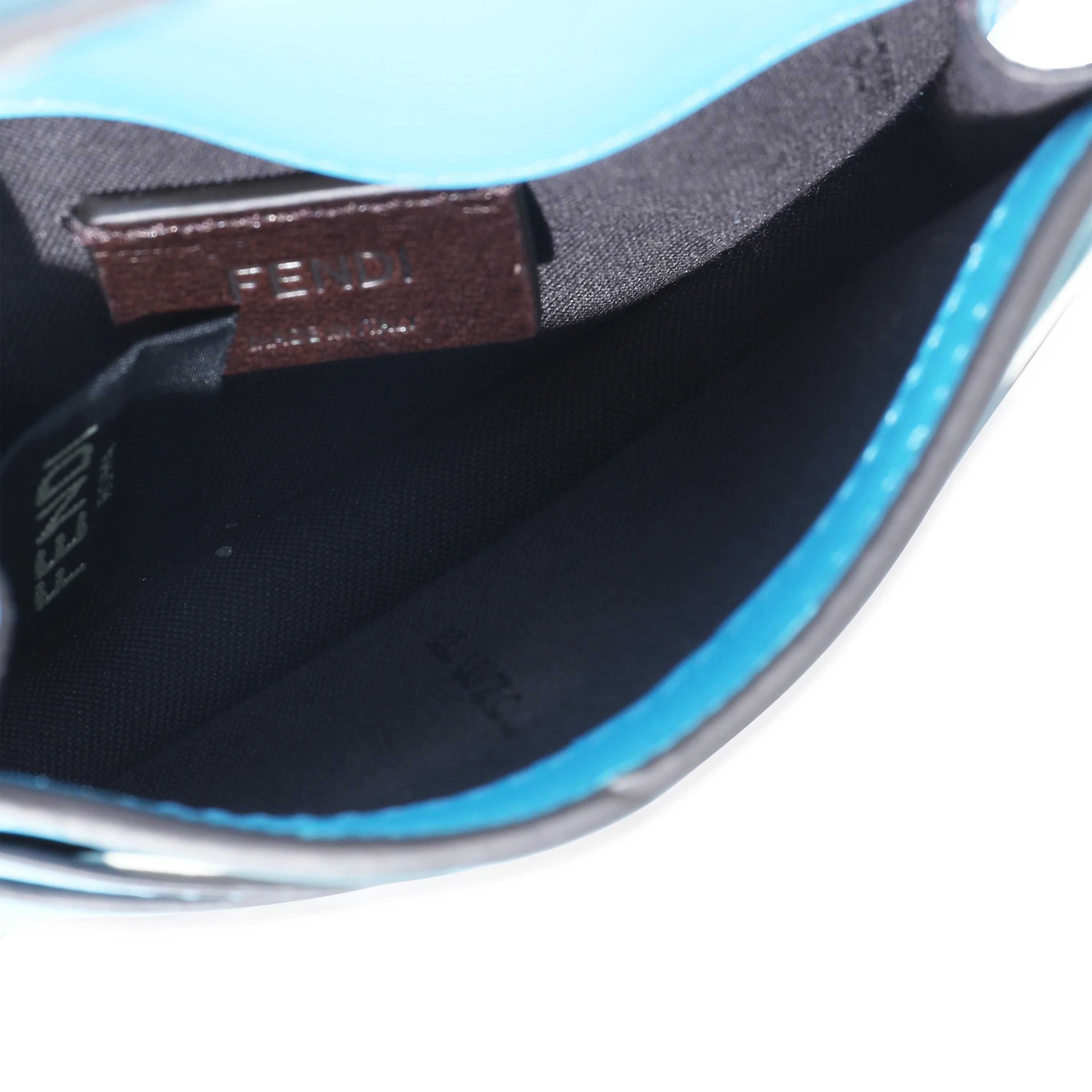 Fendi Blue Leather Micro Flat Baguette - Image 4
