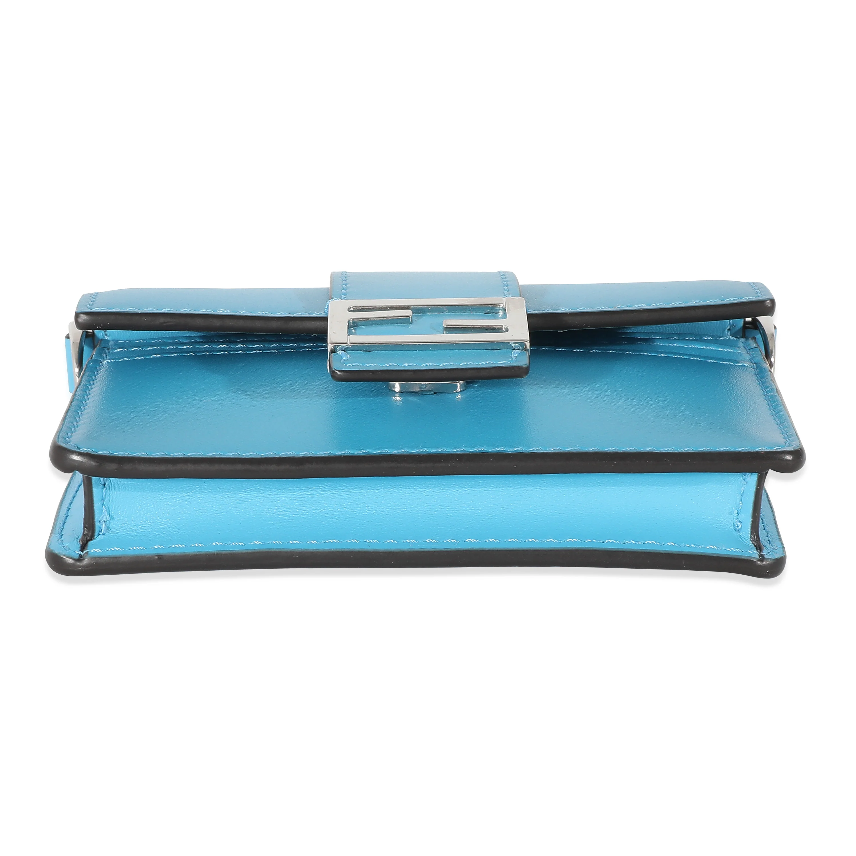 Fendi Blue Leather Micro Flat Baguette - Image 5