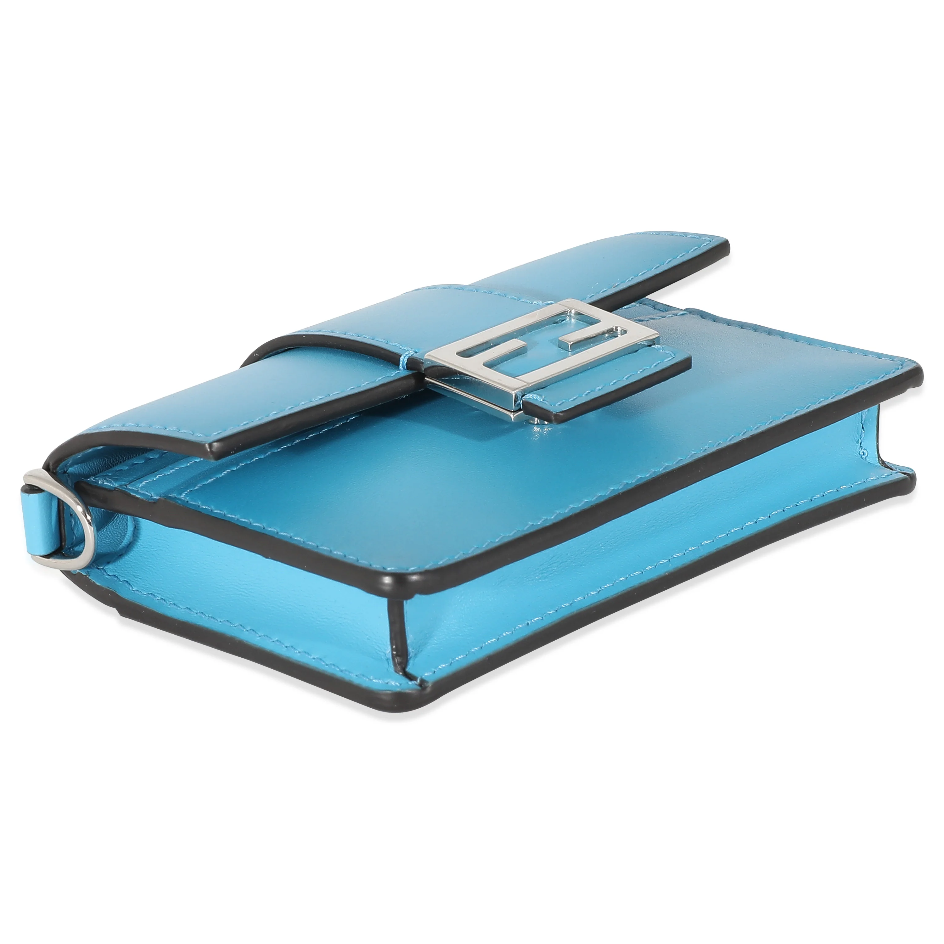 Fendi Blue Leather Micro Flat Baguette - Image 6