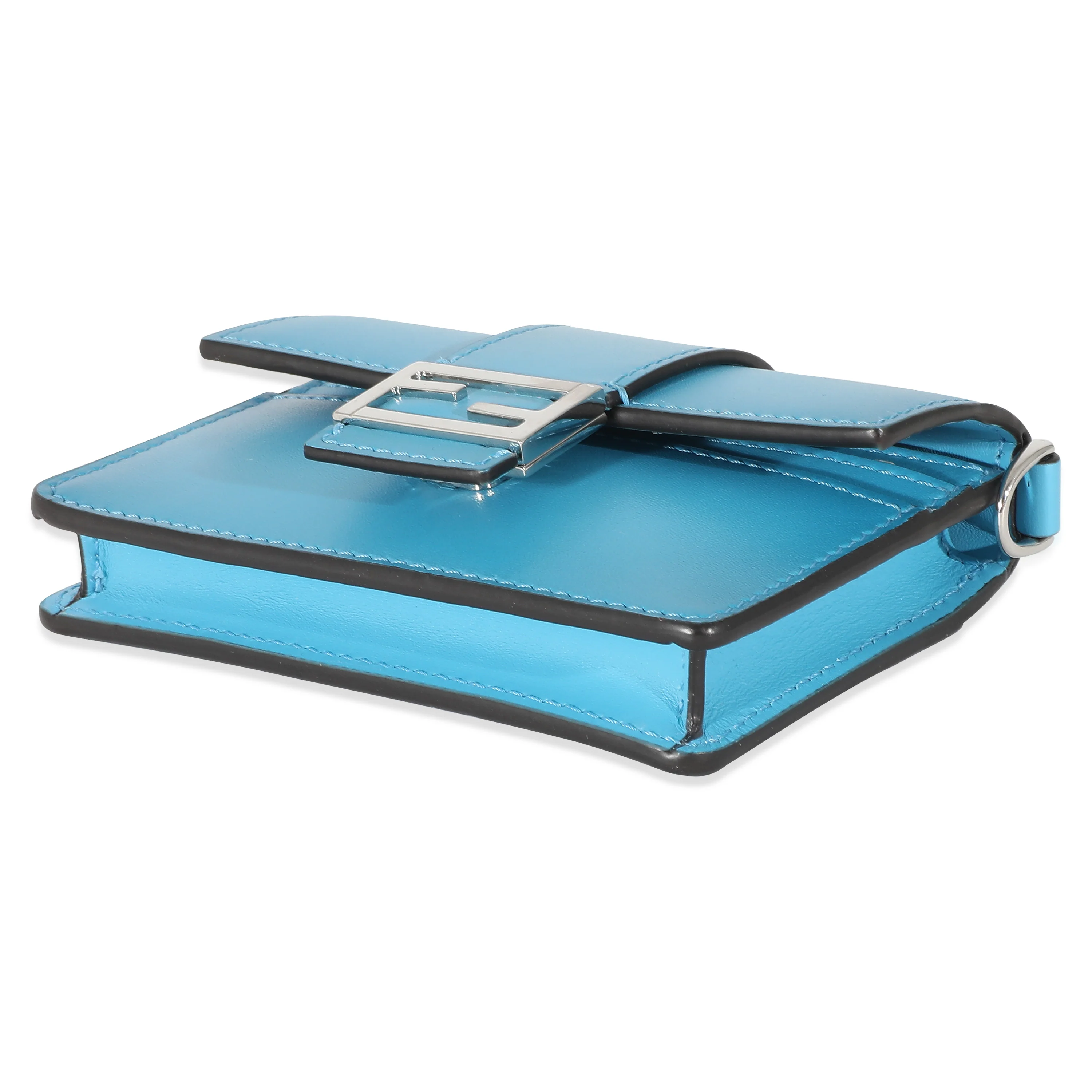 Fendi Blue Leather Micro Flat Baguette - Image 7