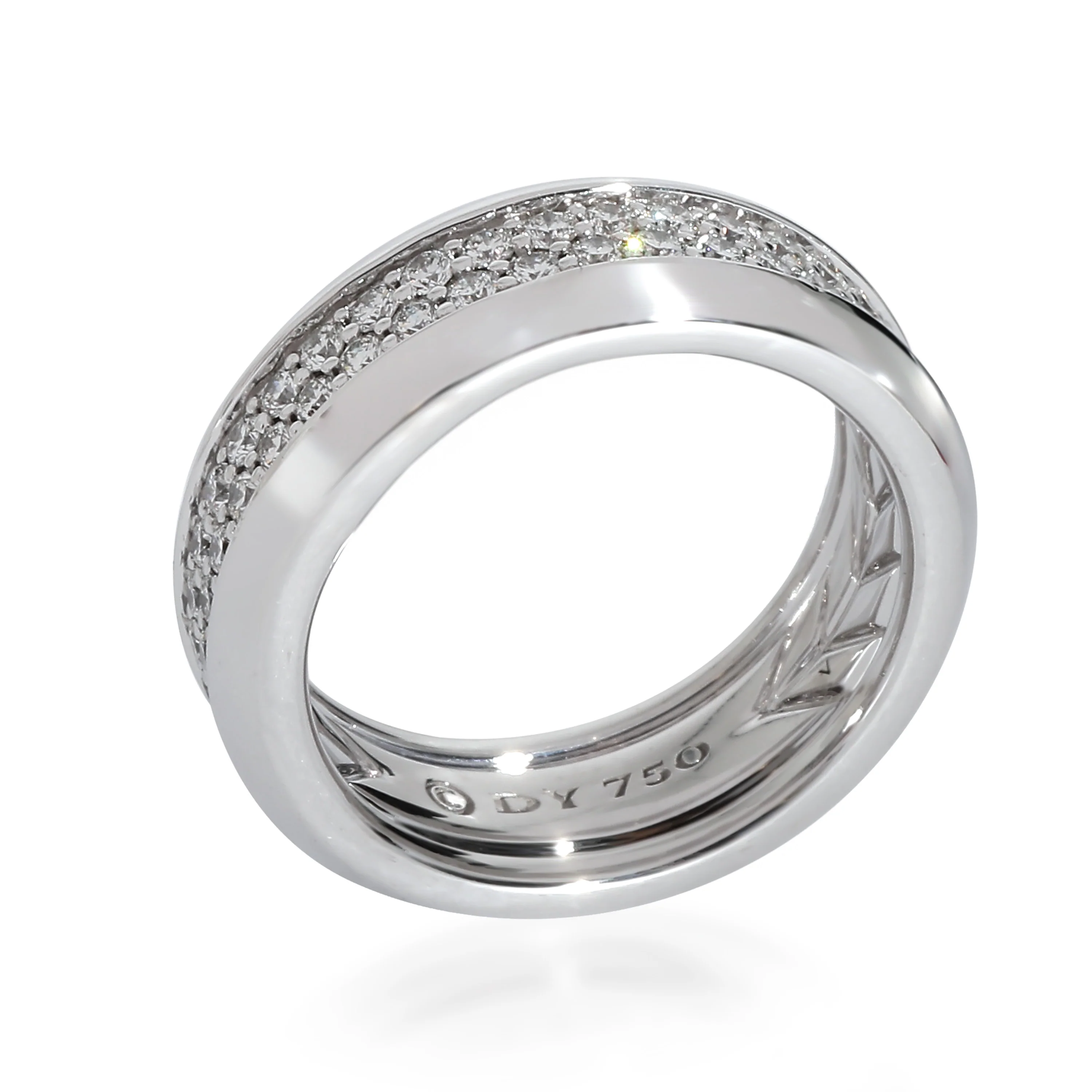 David Yurman Beveled Two Row Diamond Wedding Band in 18k White Gold 1.56 CTW - Image 2
