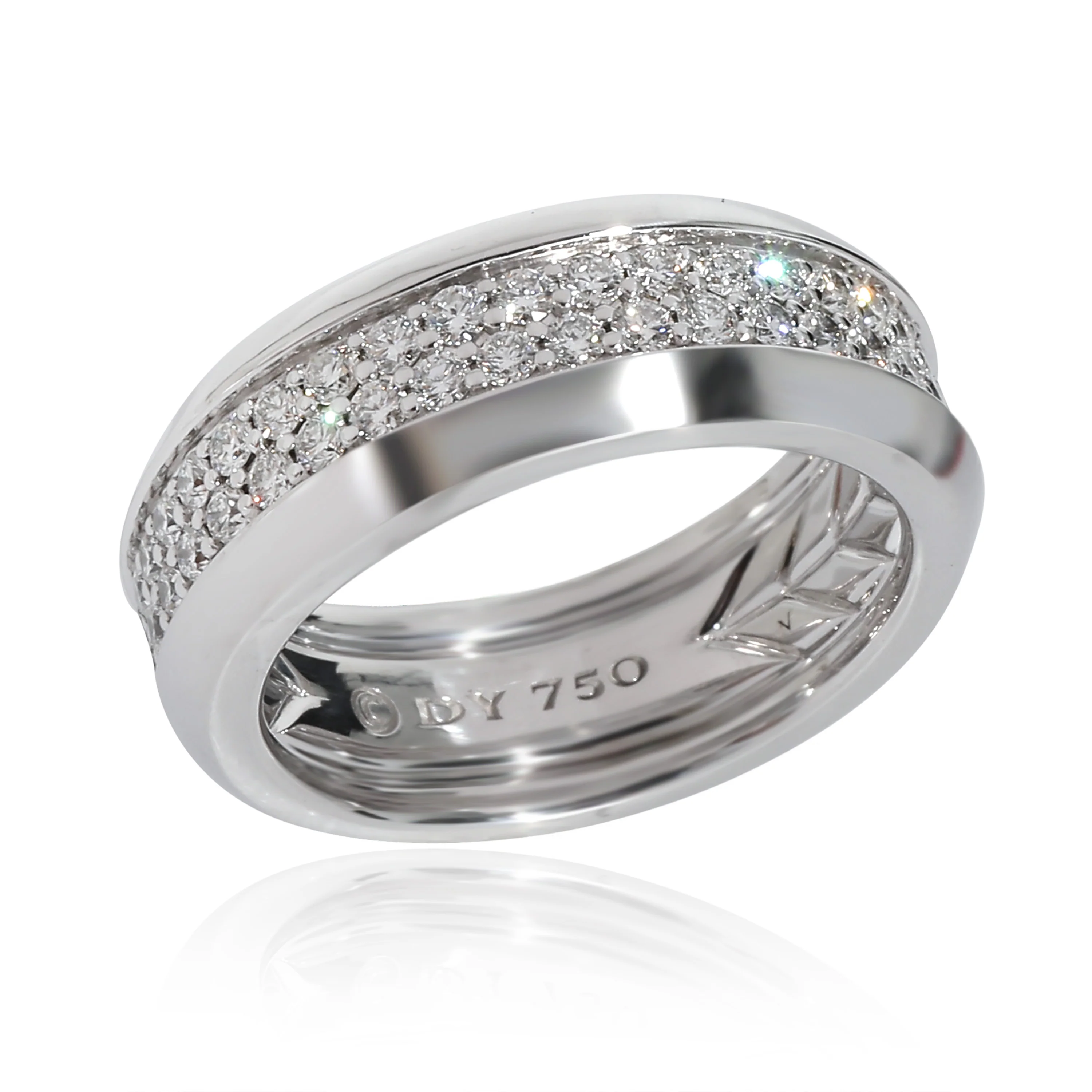 David Yurman Beveled Two Row Diamond Wedding Band in 18k White Gold 1.56 CTW - Image 3