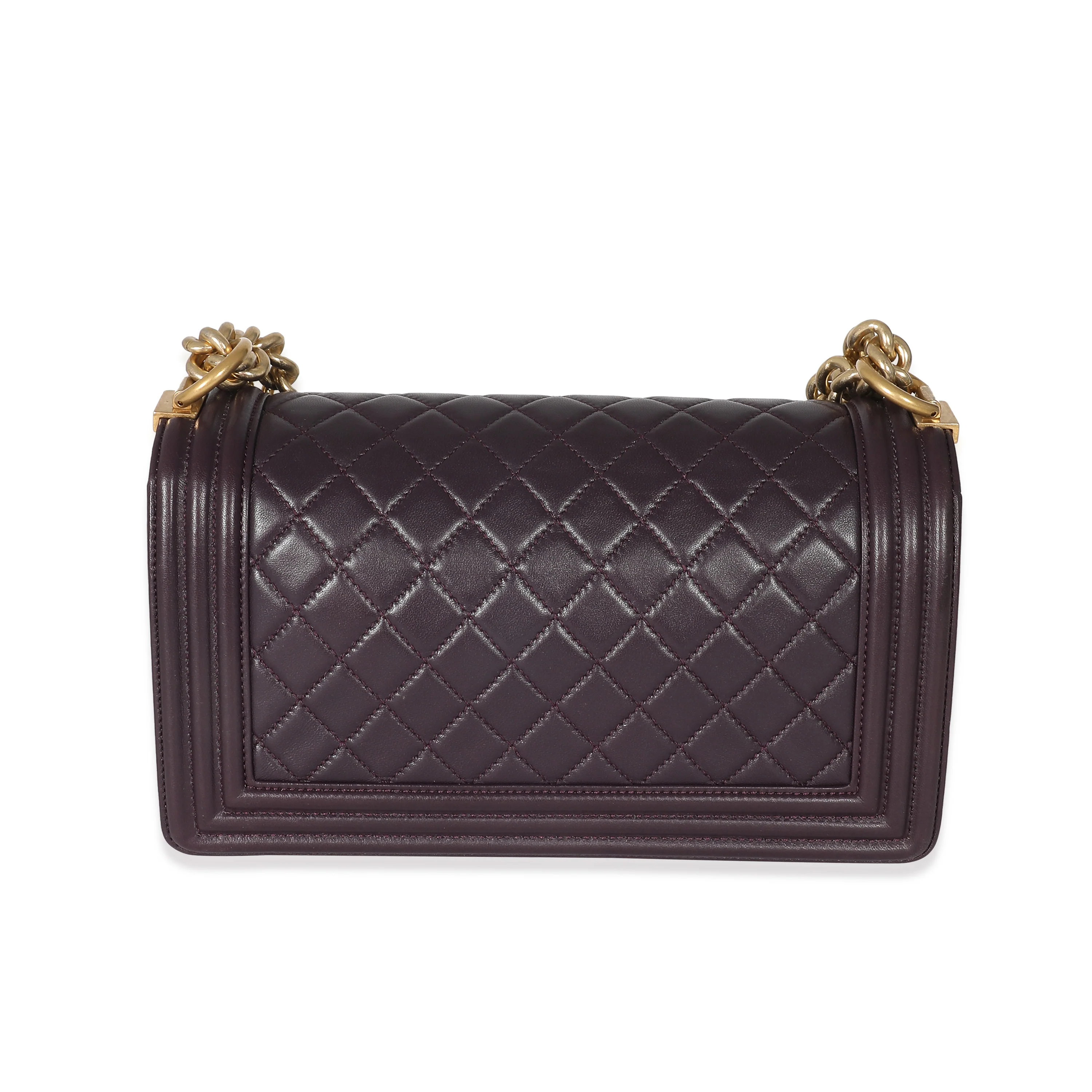 Chanel Dark Purple Quilted Lambskin Medium Boy Bag - Image 3