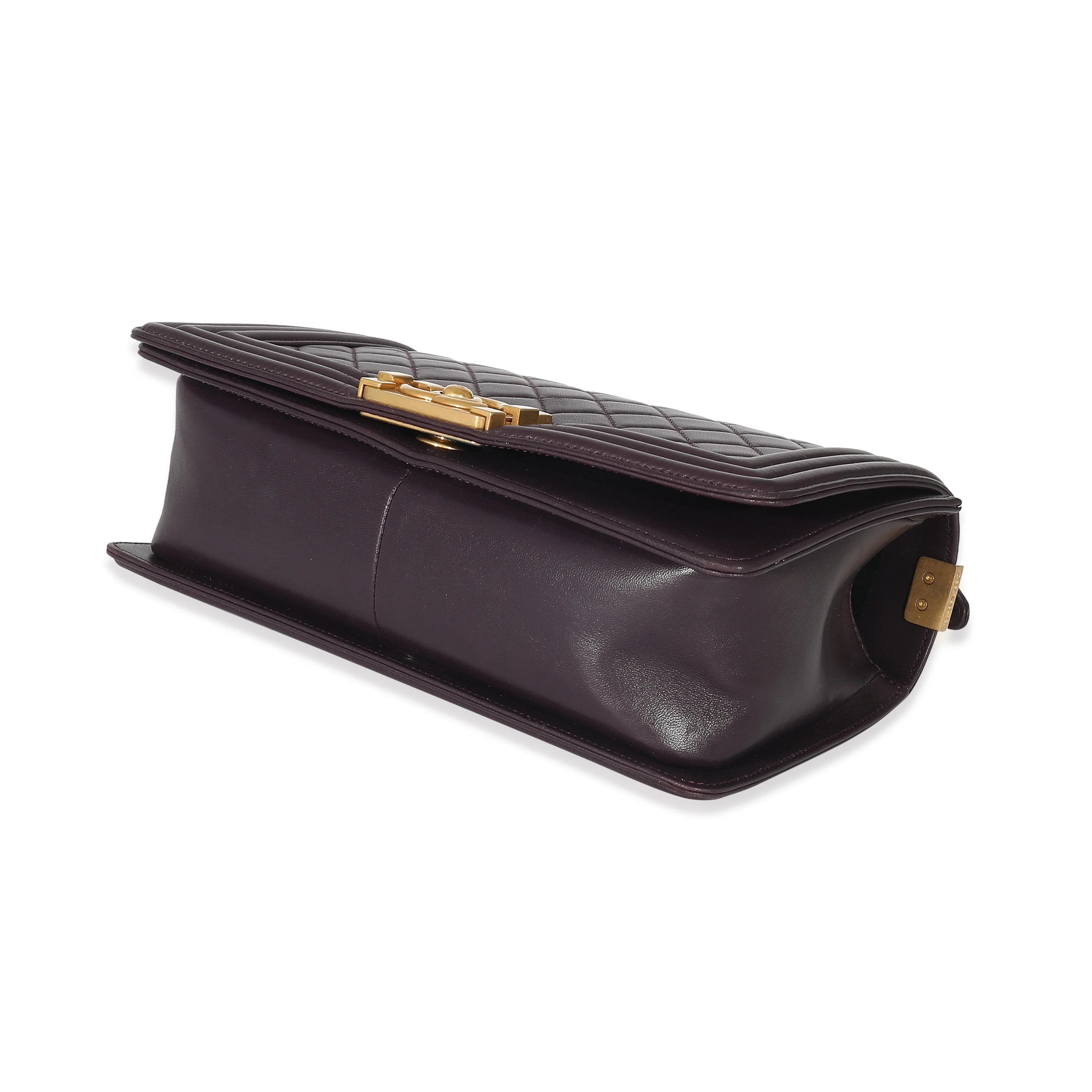 Chanel Dark Purple Quilted Lambskin Medium Boy Bag - Image 7