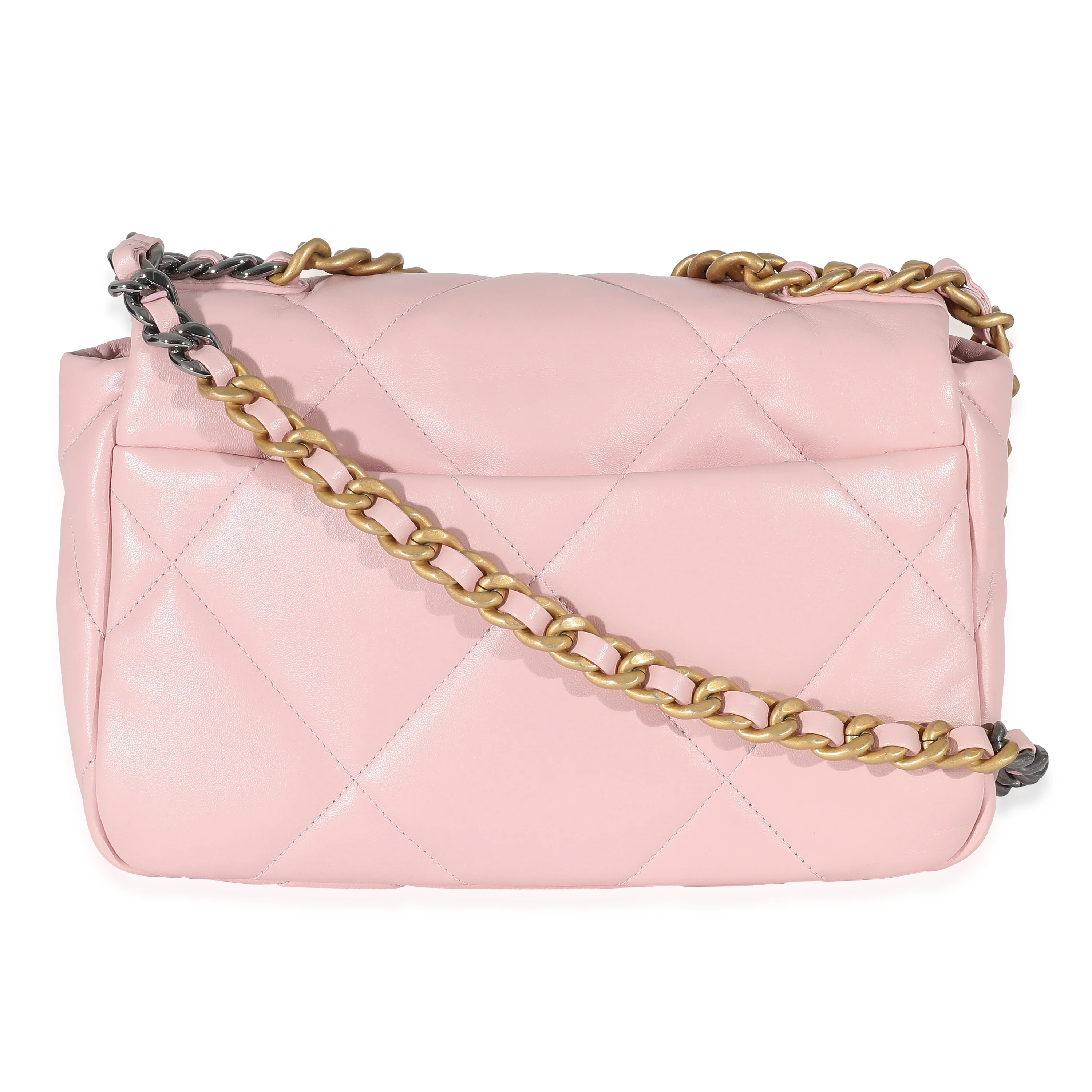 Chanel Light Pink Lambskin Small Chanel 19 Flap Bag - Image 3