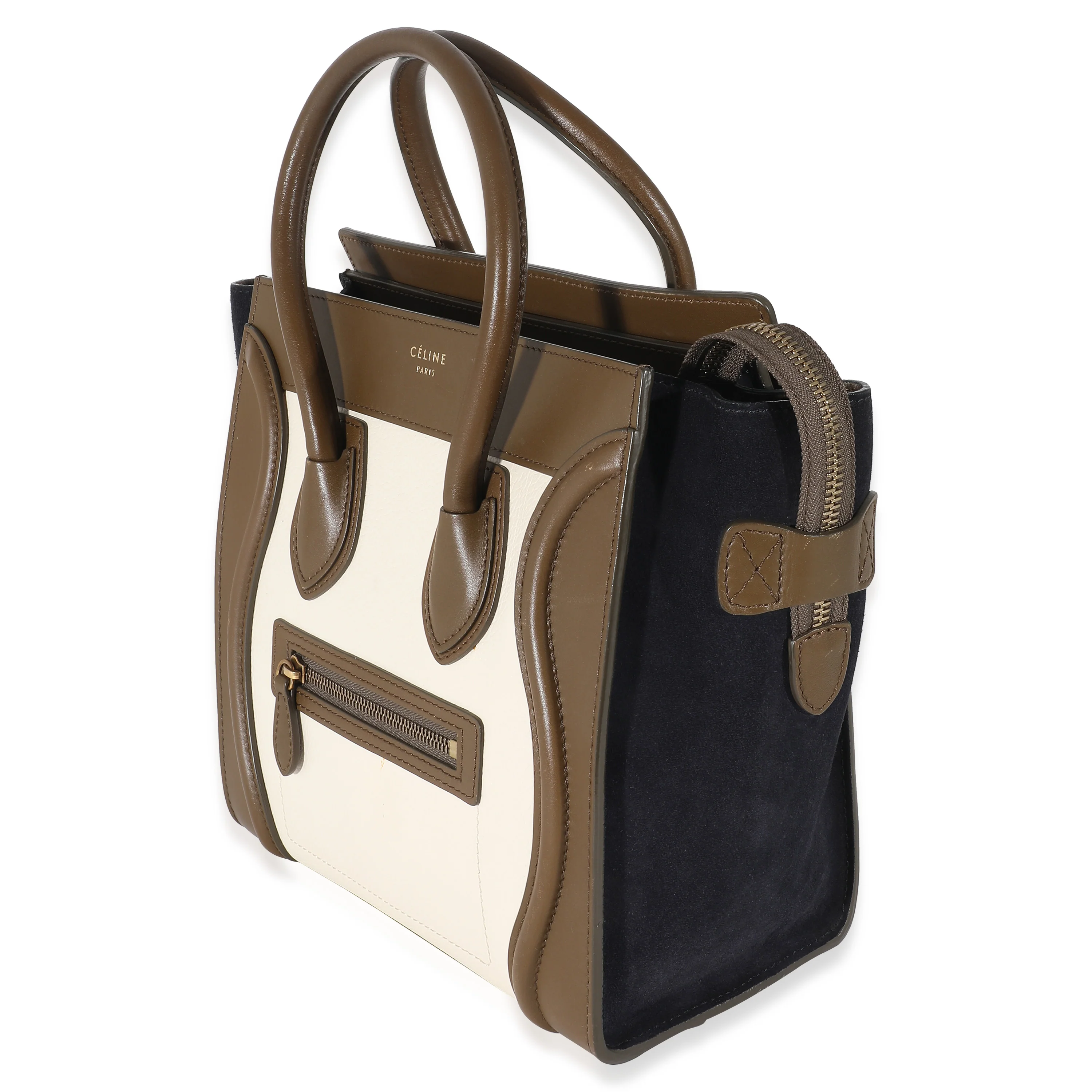 Celine Suede Leather Tricolor Micro Luggage Tote - Image 2