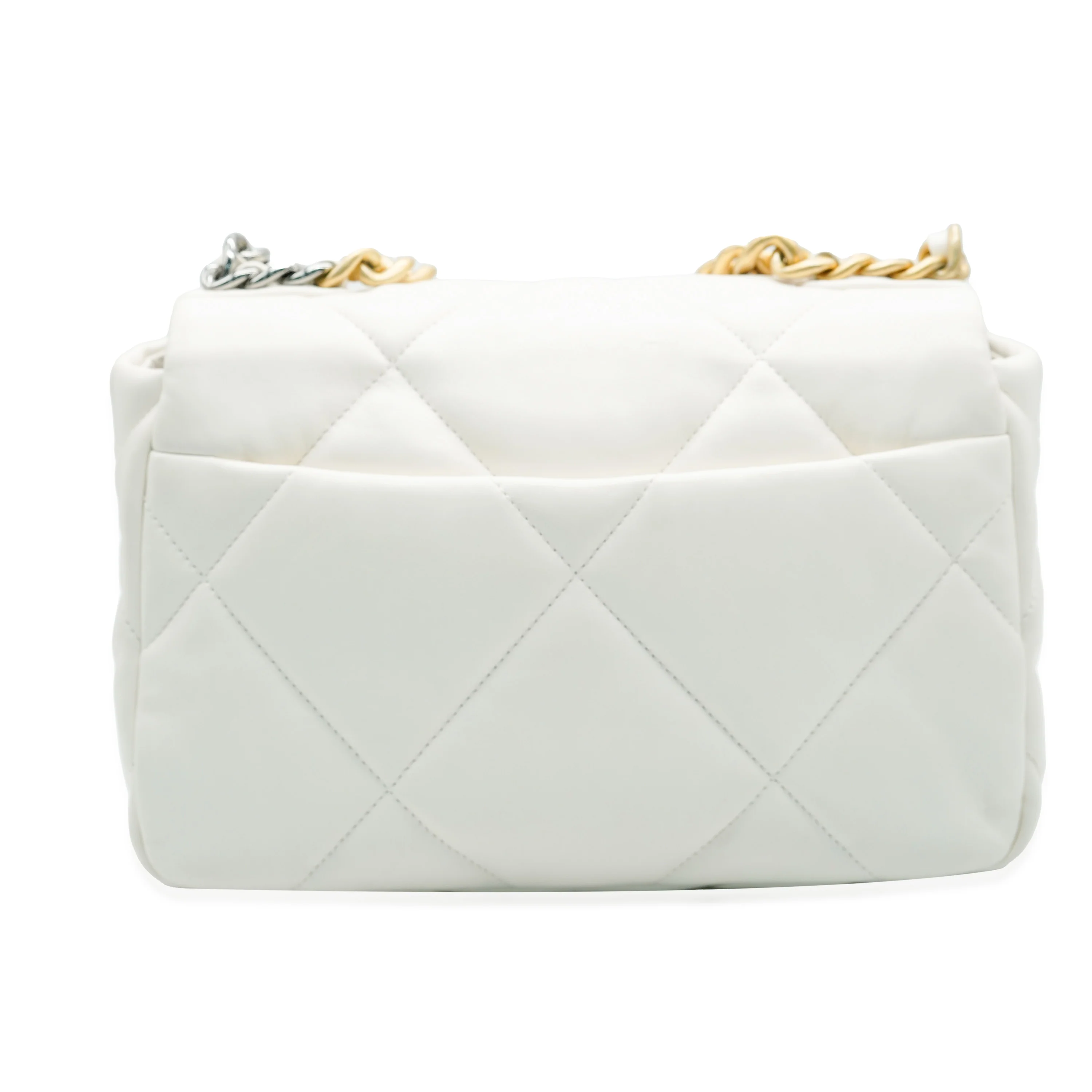 Chanel Cream Lambskin Chanel 19 Flap Bag - Image 3