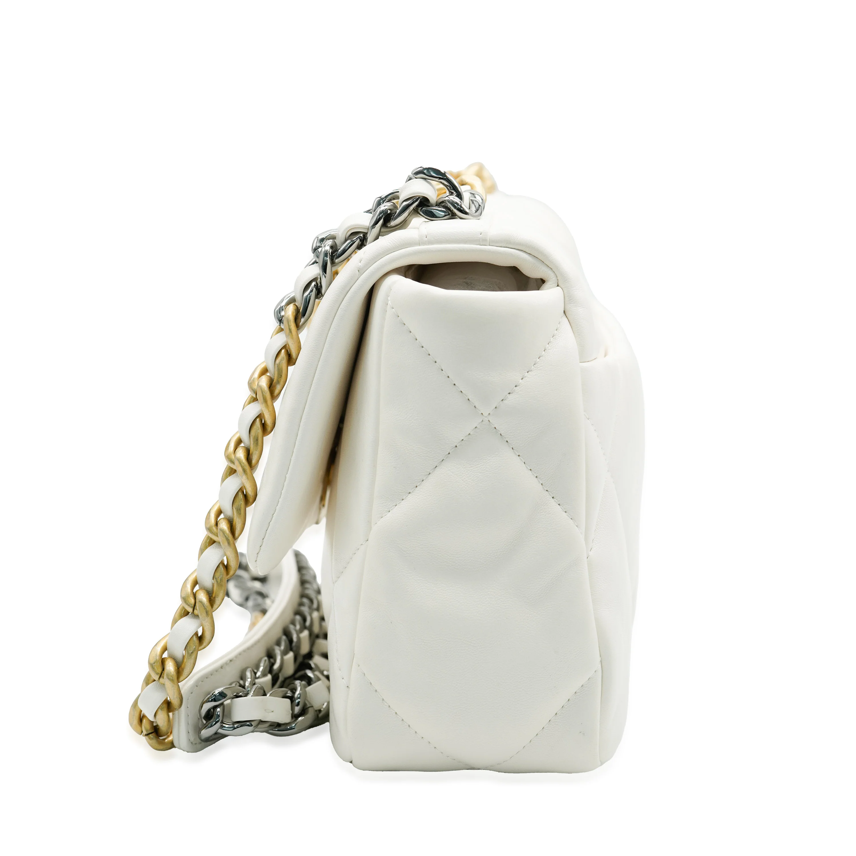 Chanel Cream Lambskin Chanel 19 Flap Bag - Image 4