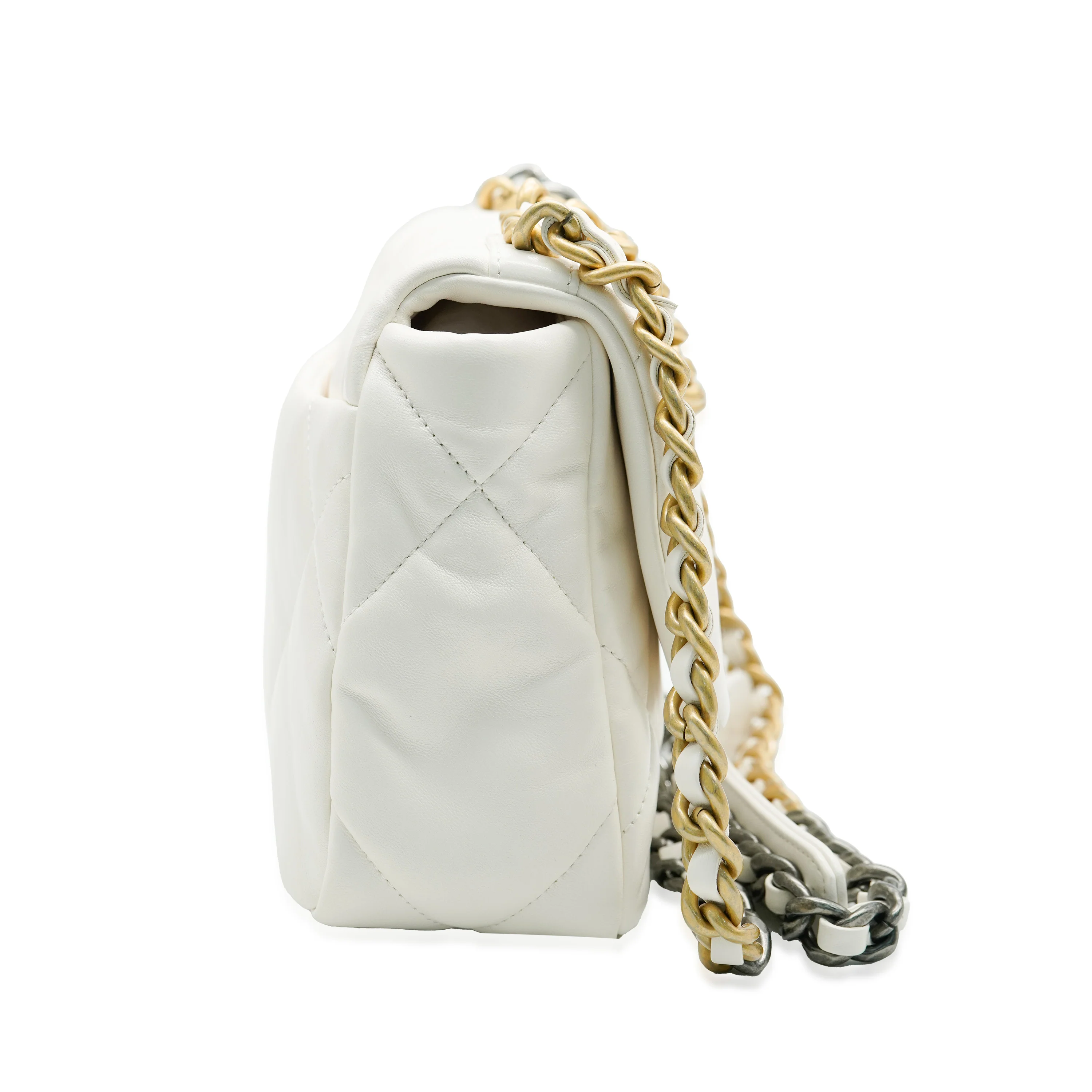 Chanel Cream Lambskin Chanel 19 Flap Bag - Image 5