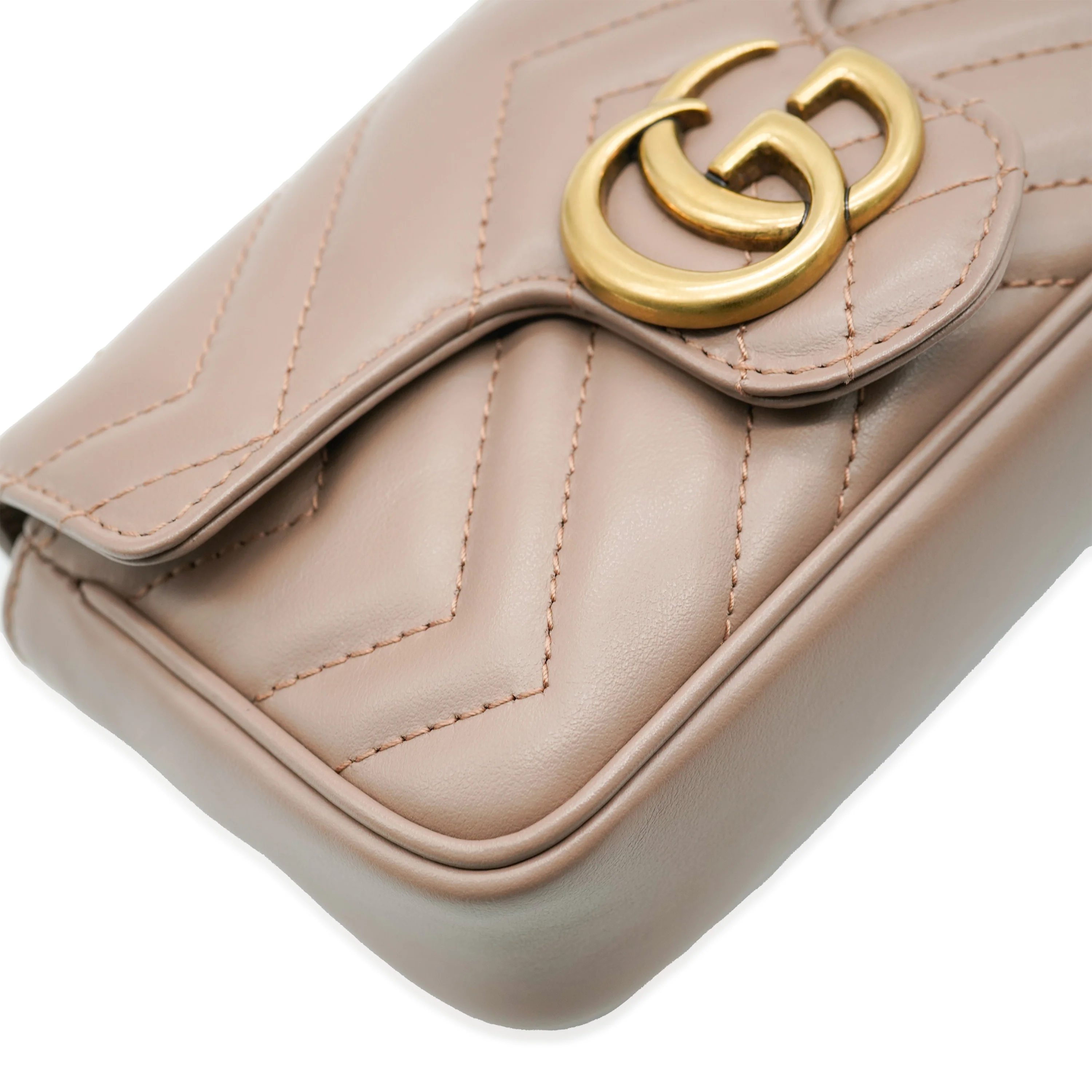 Gucci Beige Leather Super Mini GG Marmont - Image 4