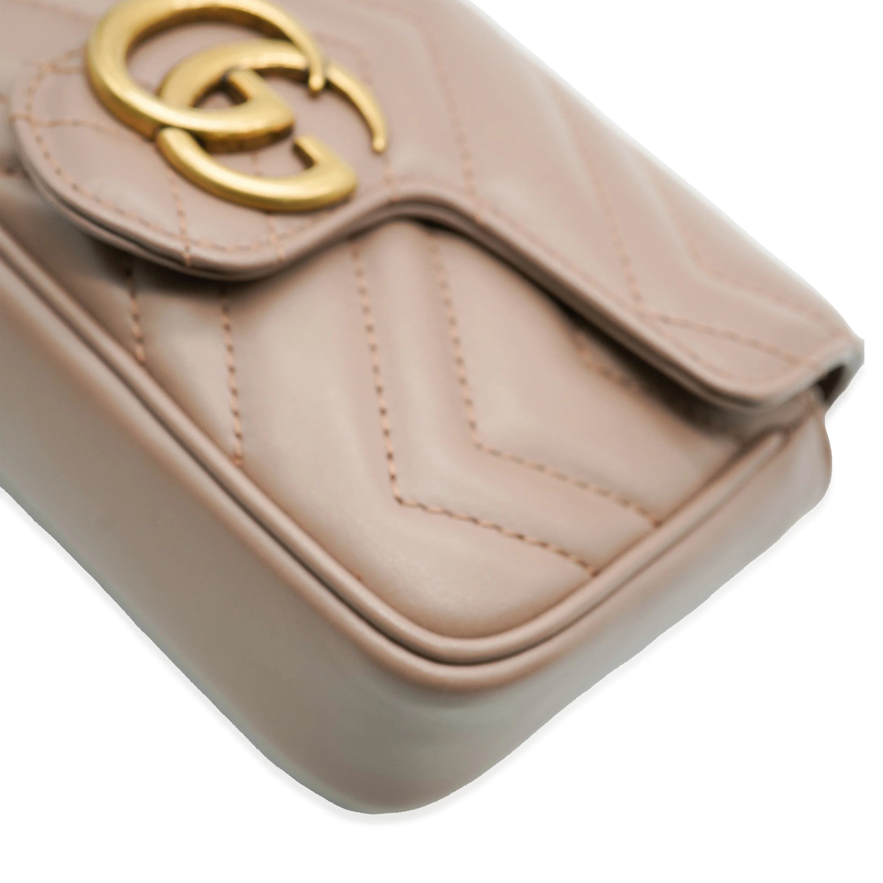 Gucci Beige Leather Super Mini GG Marmont - Image 8
