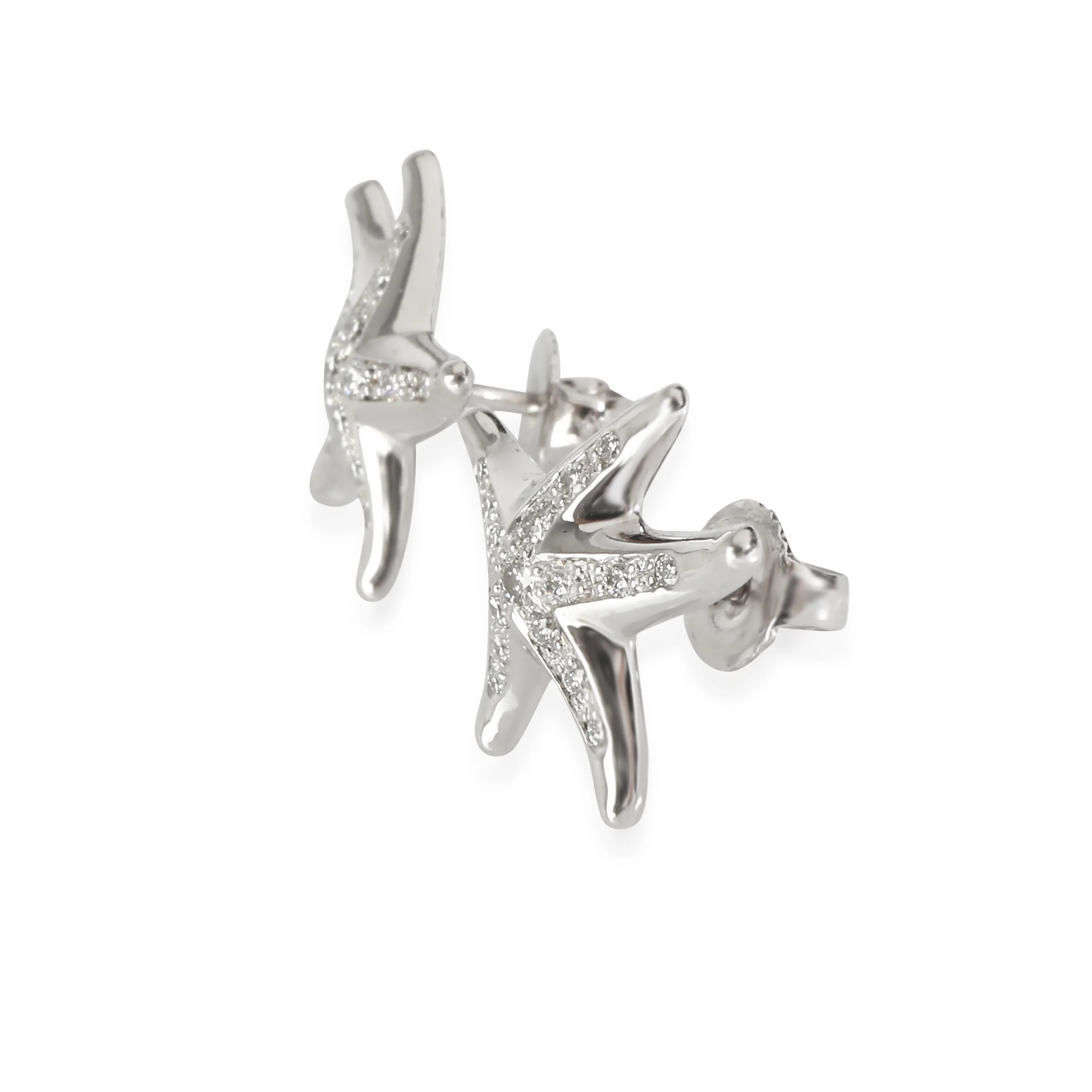 Elsa Peretti Vintage Diamond Starfish Earrings in Platinum 0.3 CTW - Image 2