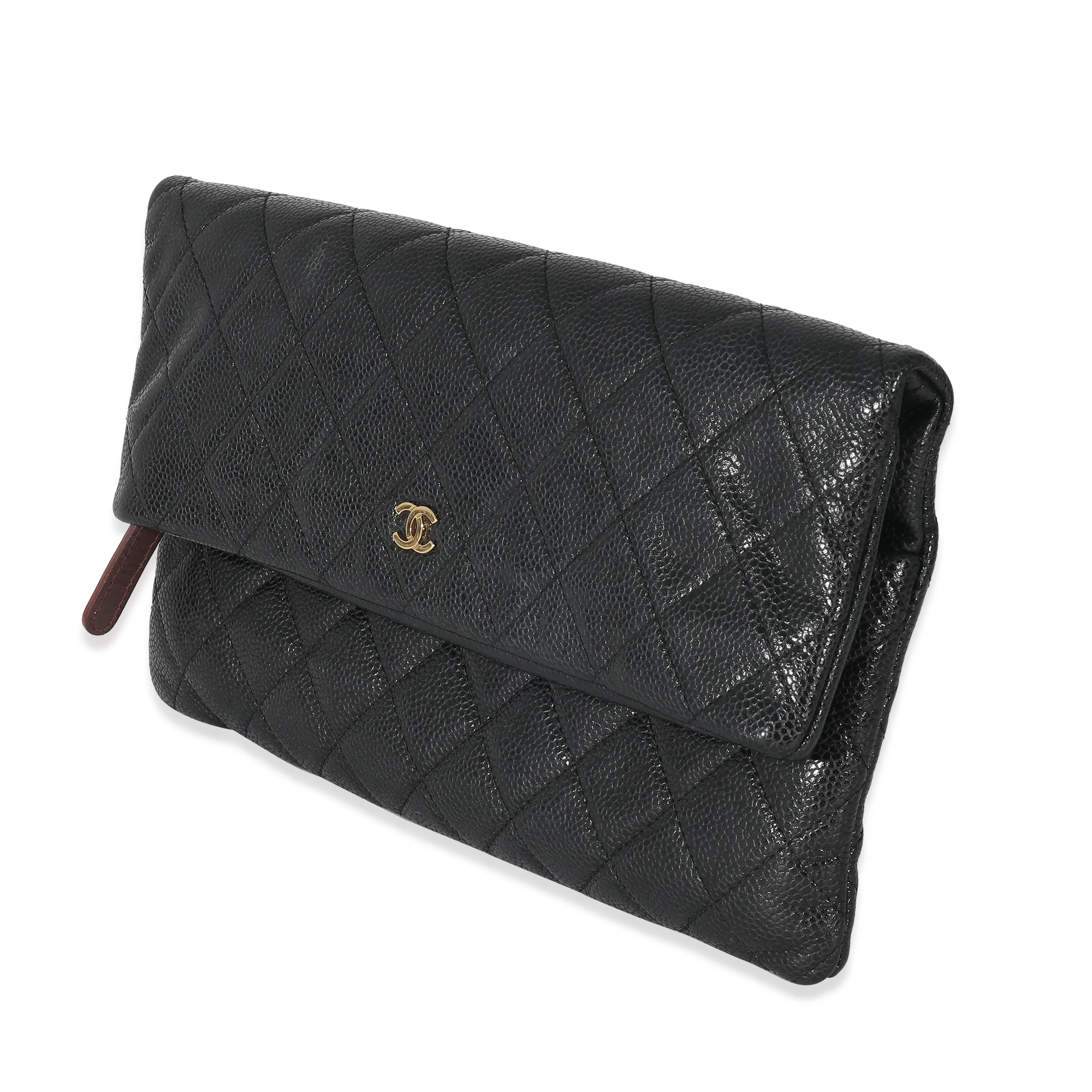 Chanel Black Quilted Caviar CC Flap Clutch - Image 2