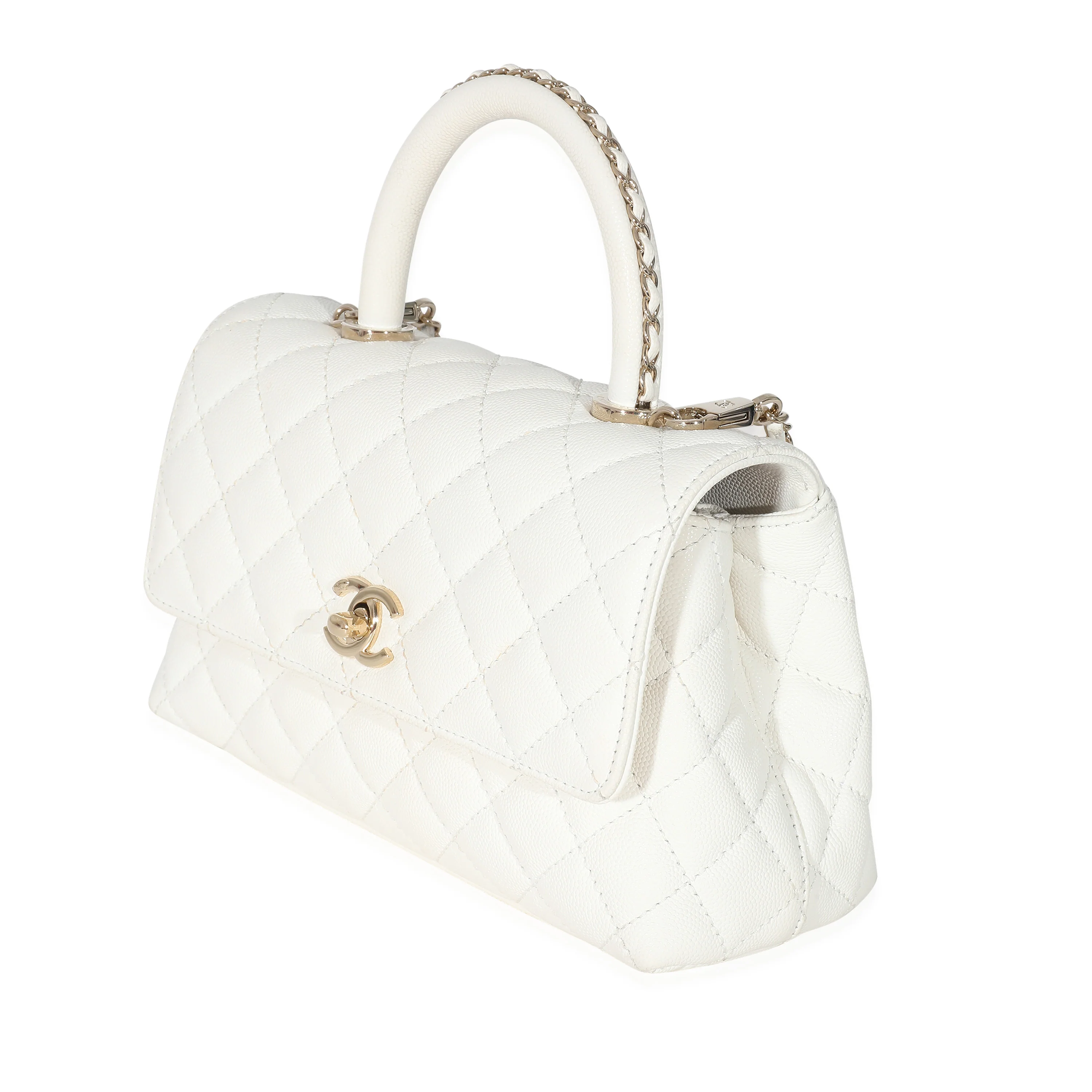Chanel White Caviar Coco Top Handle - Image 2