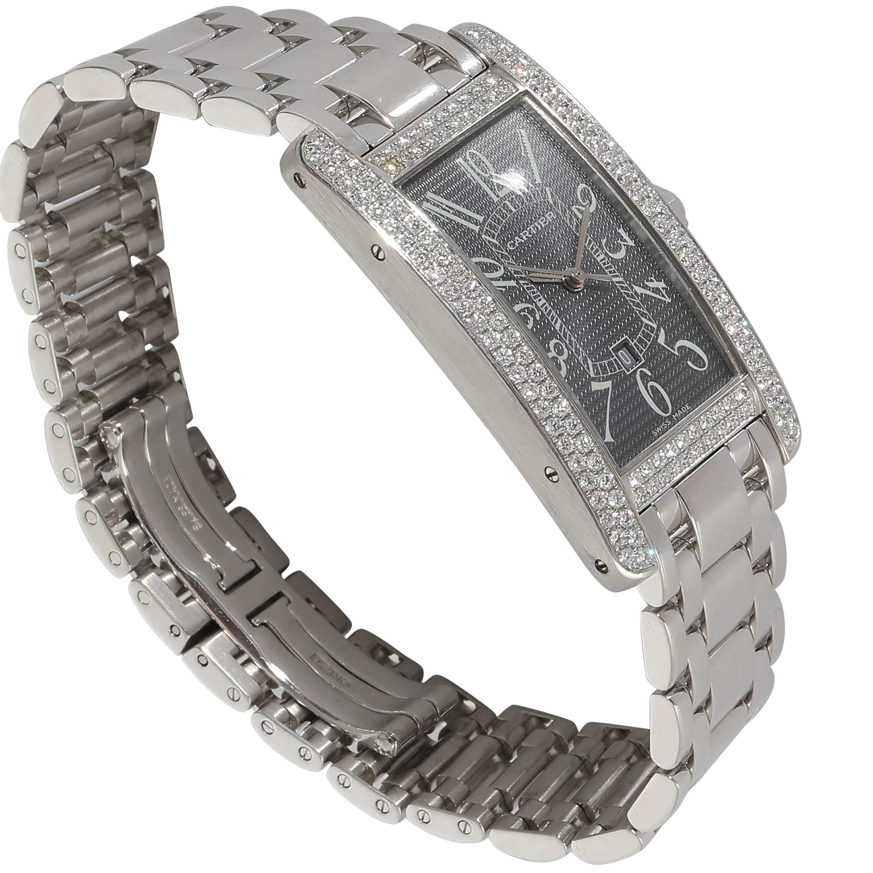 Tank Americaine de Cartier 2490 Womens Watch in 18k White Gold - Image 2