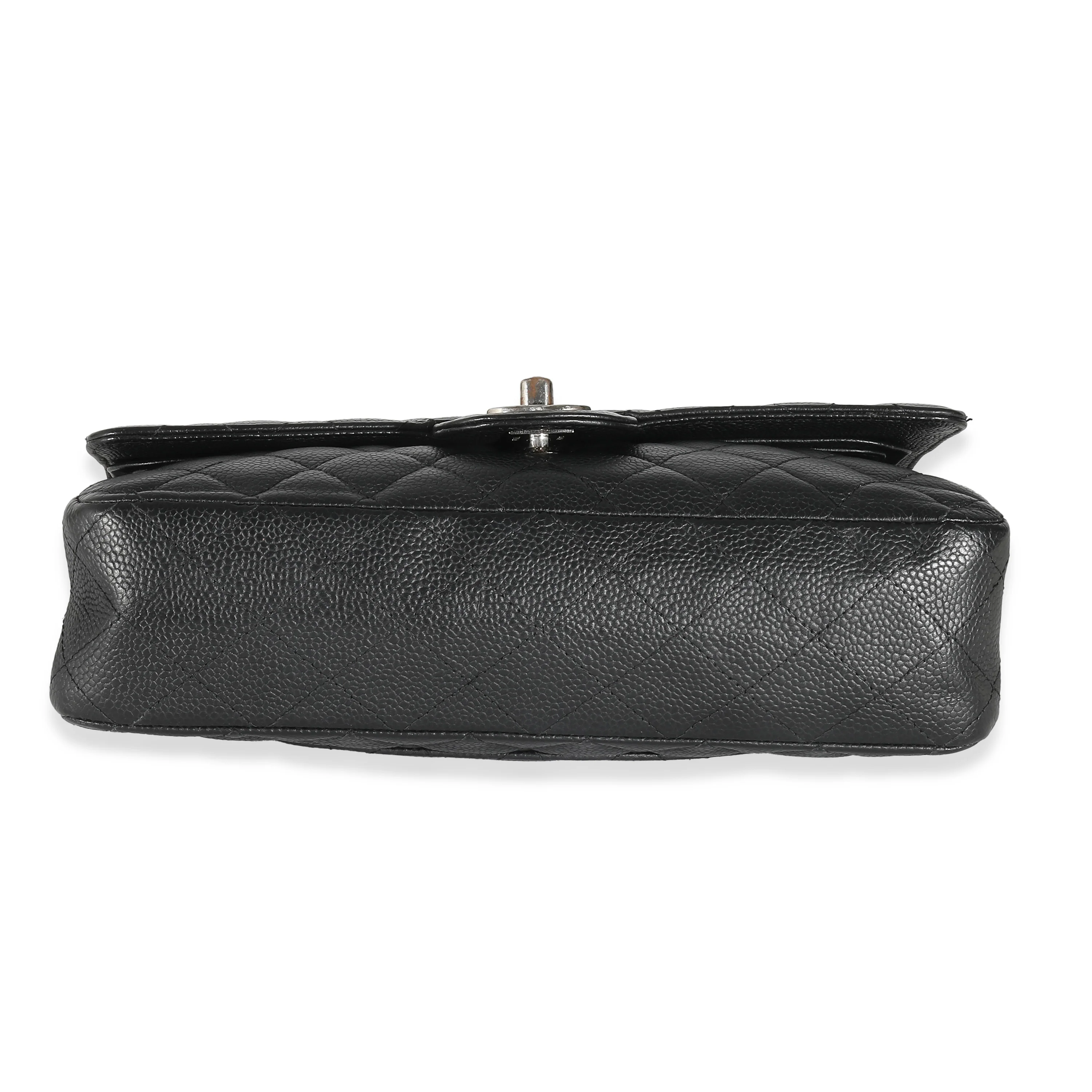 Black Quilted Caviar Medium Classic Double Flap Handbag - Image 7