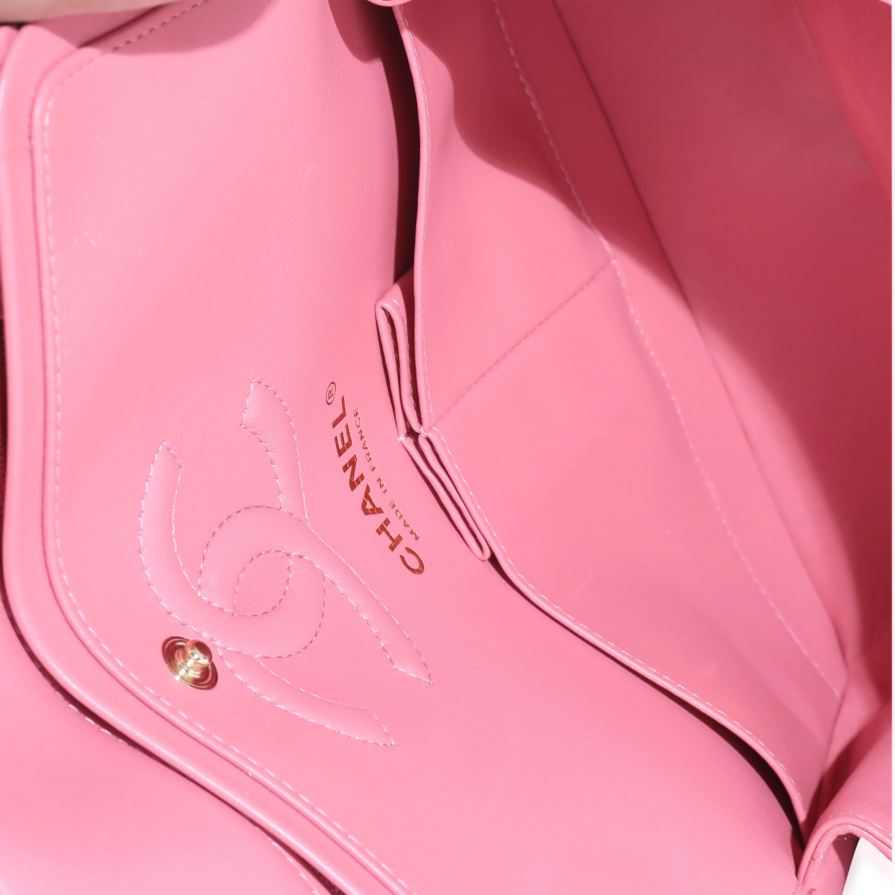 Chanel Pink Quilted Lambskin Small Classic Double Flap Bag - Image 8