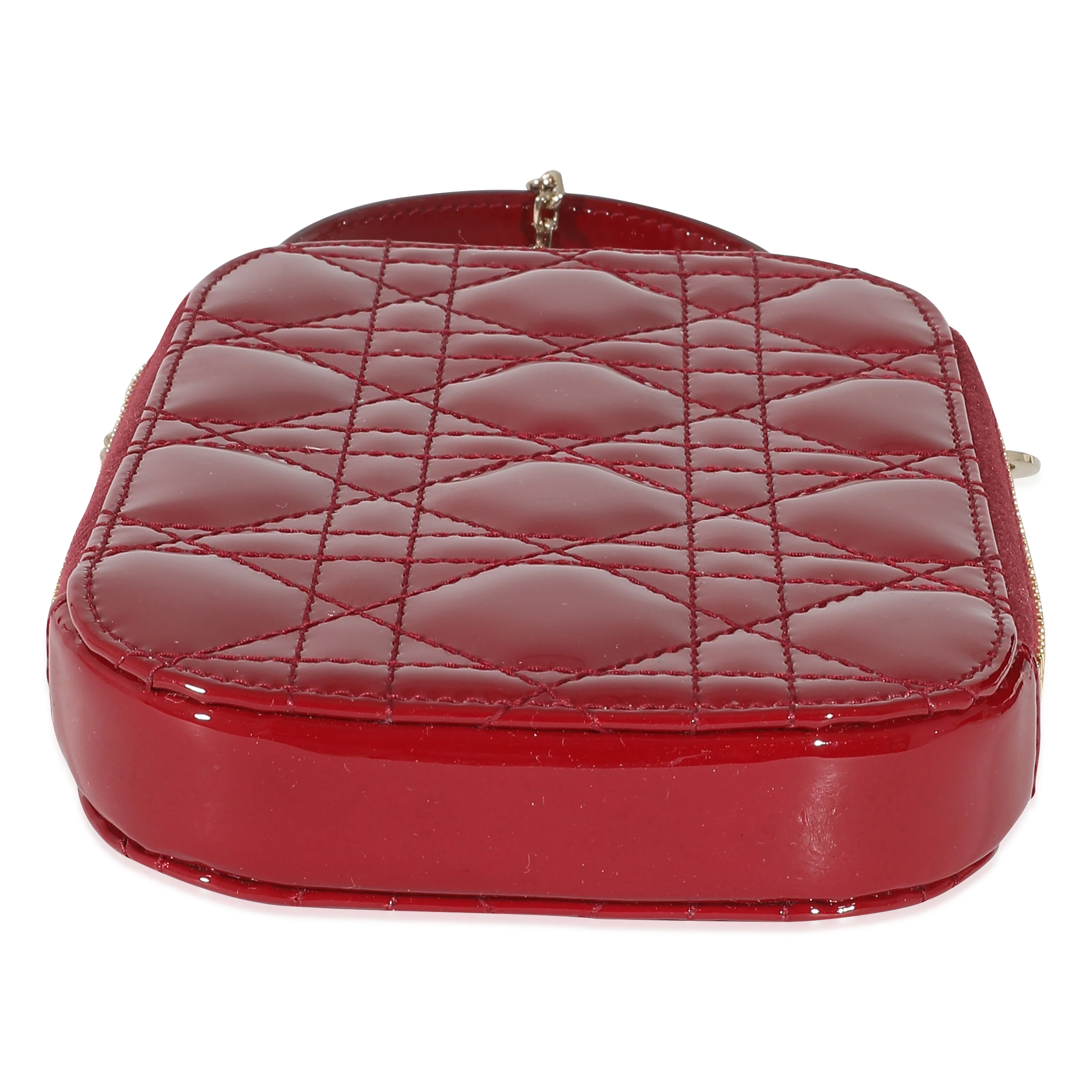 Christian Dior Cherry Red Patent Cannage Lady Dior Phone Holder - Image 5