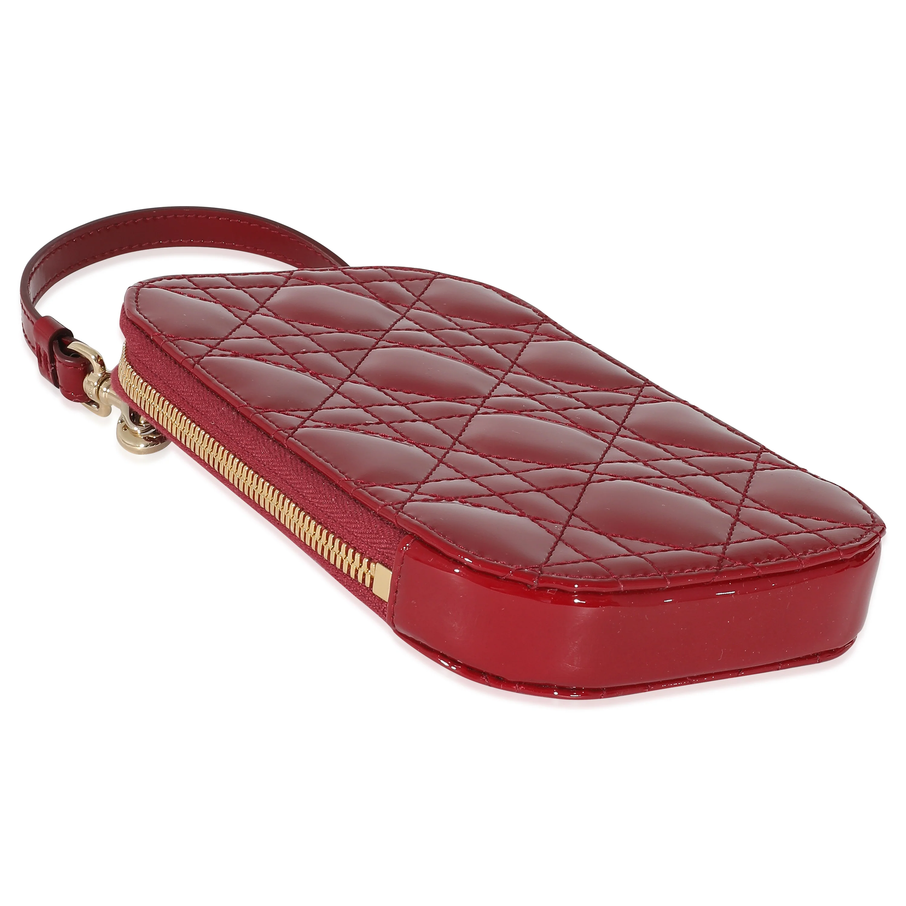Christian Dior Cherry Red Patent Cannage Lady Dior Phone Holder - Image 6